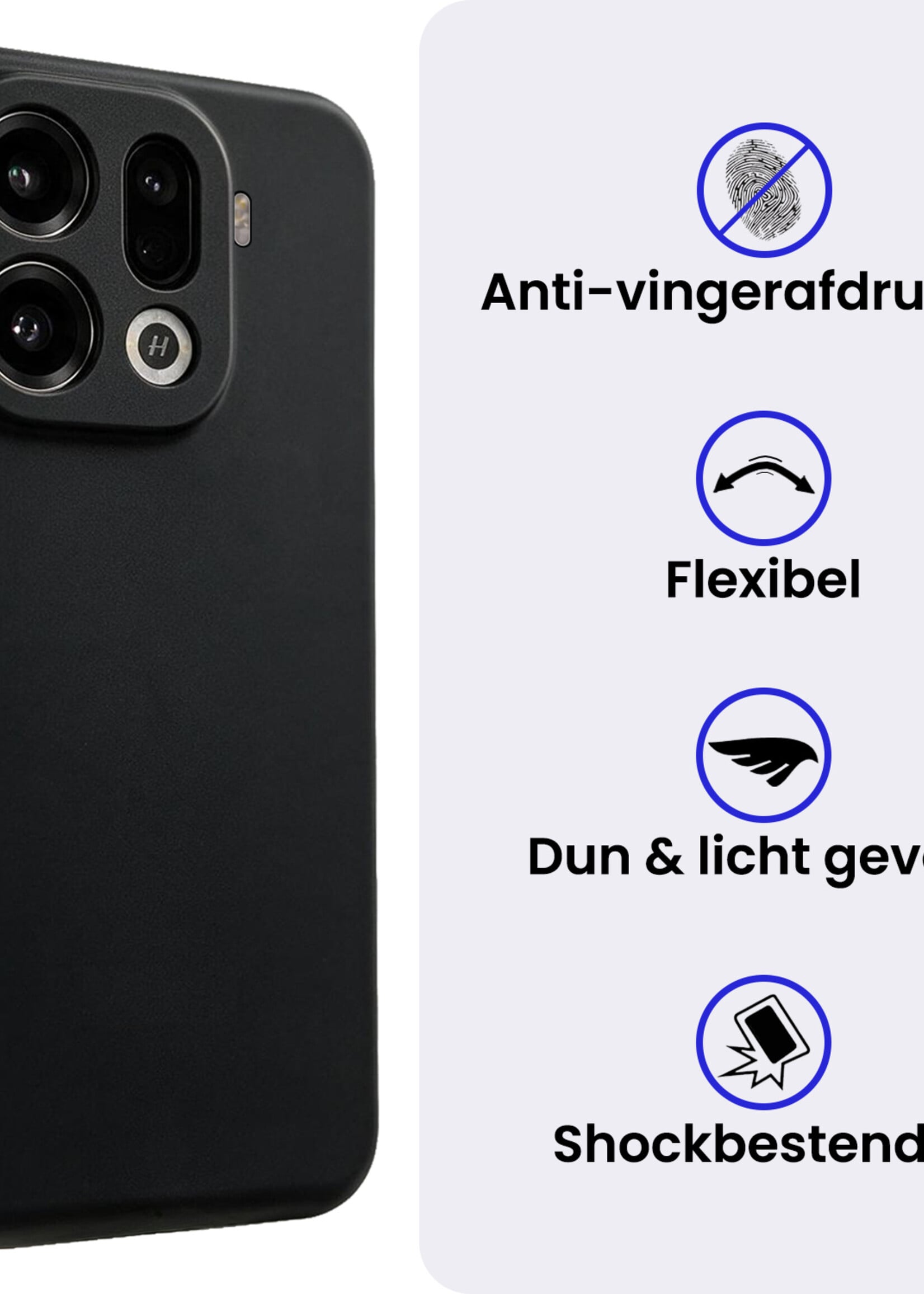 BTH BTH OPPO Find X9 Pro Hoesje Siliconen Met Screenprotector - Zwart