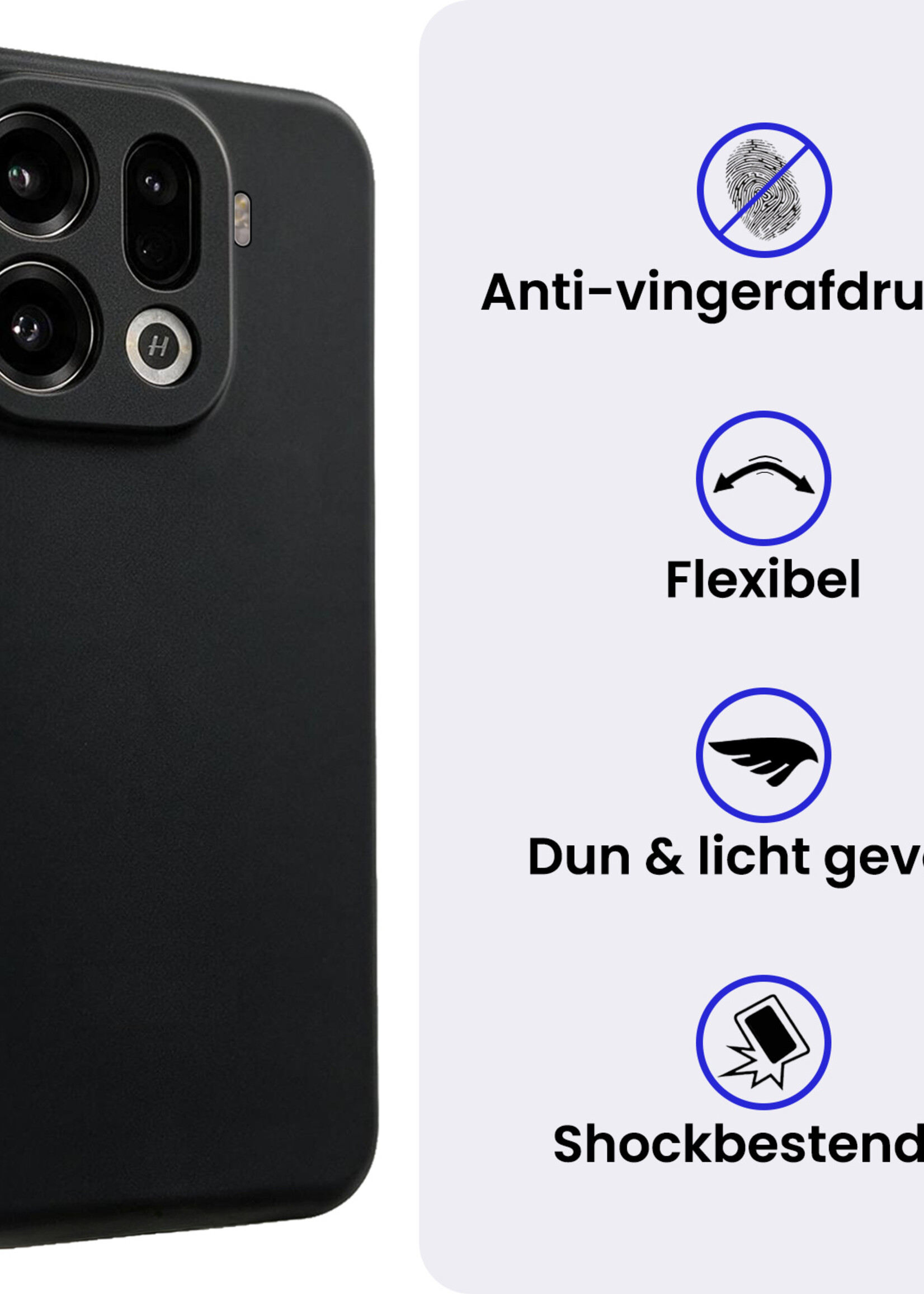 BTH BTH OPPO Find X9 Pro Hoesje Siliconen Met 2x Screenprotector - Zwart