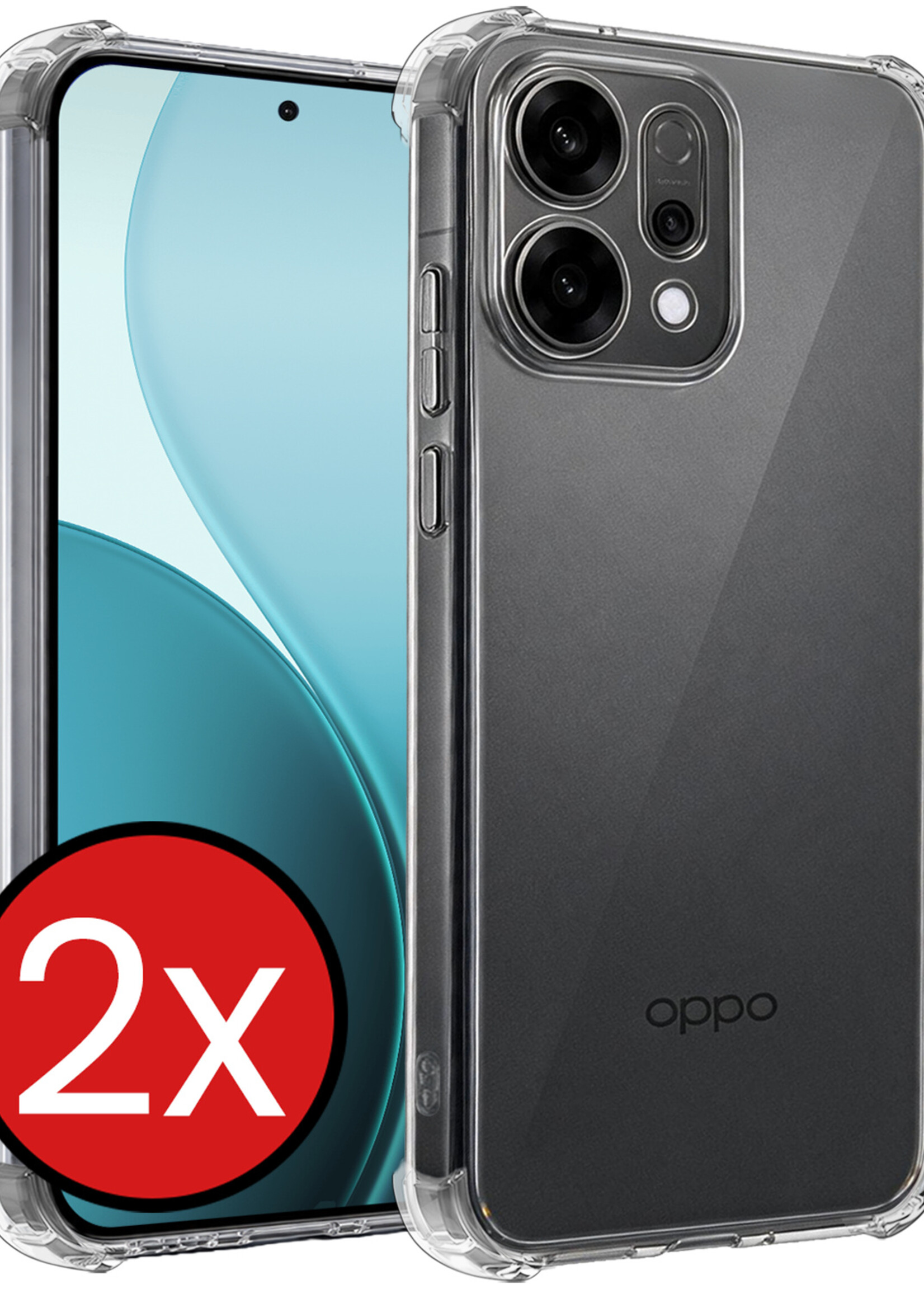 BTH BTH OPPO Reno14 Hoesje Shockproof - Transparant - 2 PACK