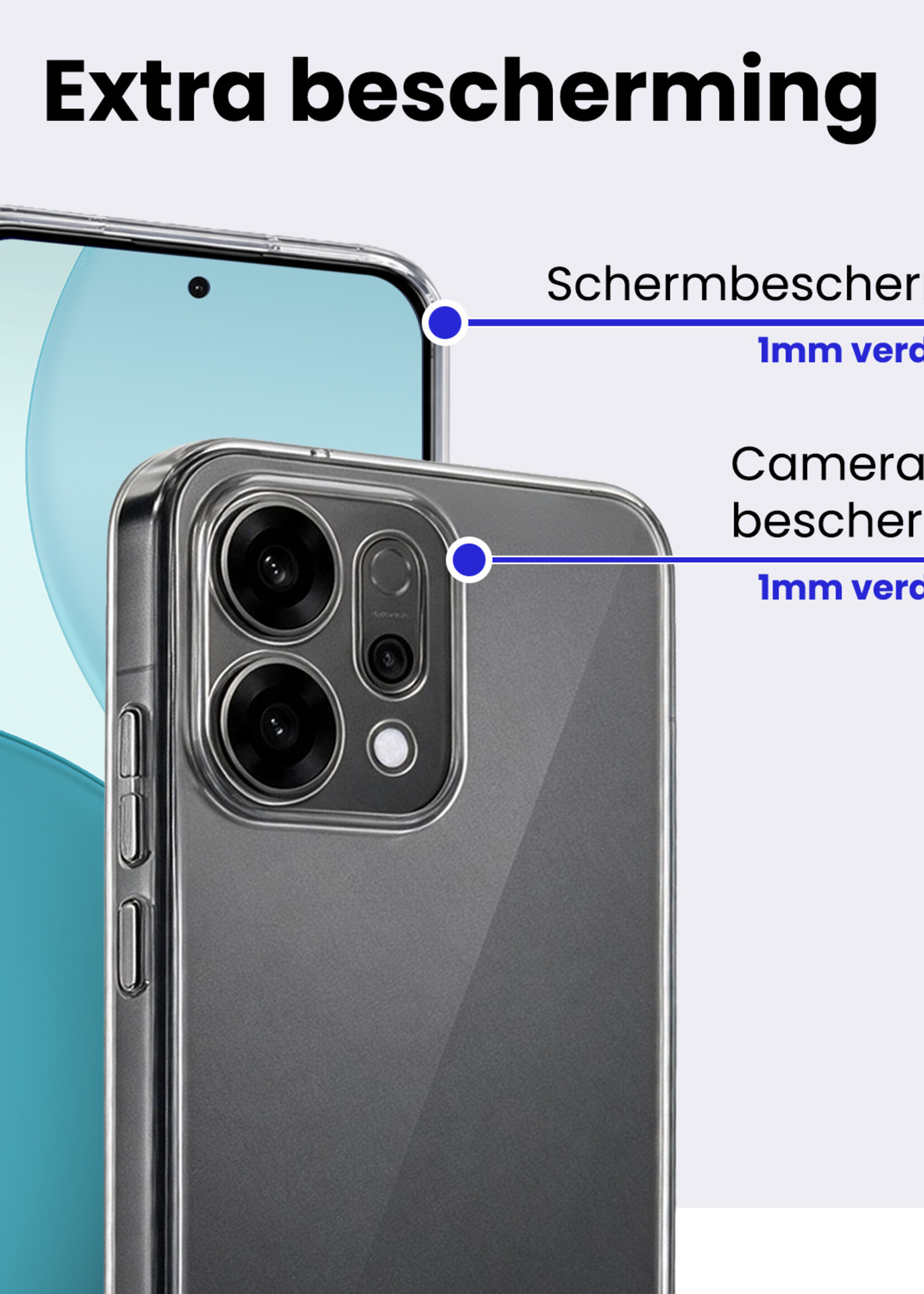 BTH BTH OPPO Reno14 Hoesje Siliconen - Transparant - 2 PACK