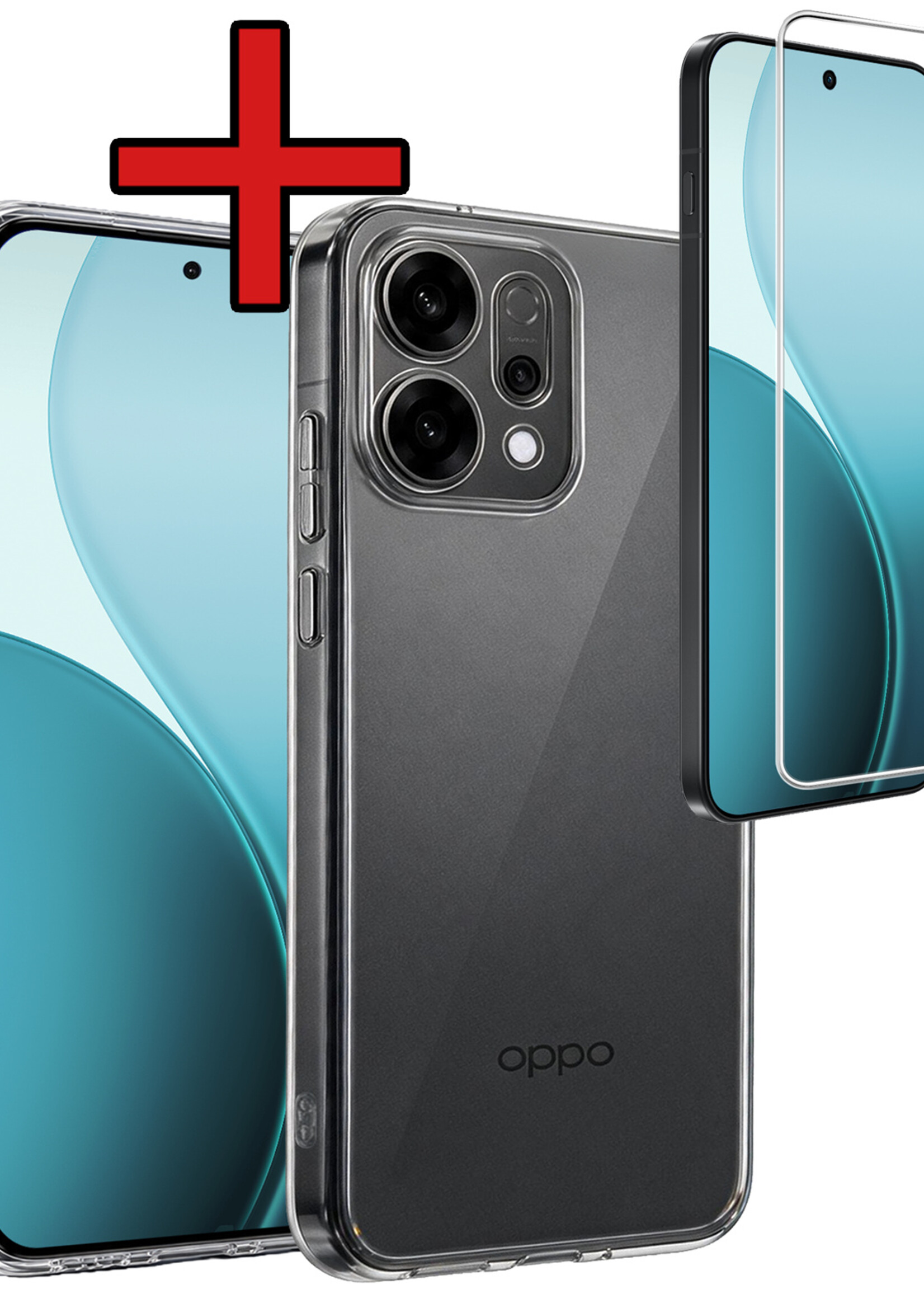 BTH BTH OPPO Reno14 Hoesje Siliconen Met Screenprotector - Transparant