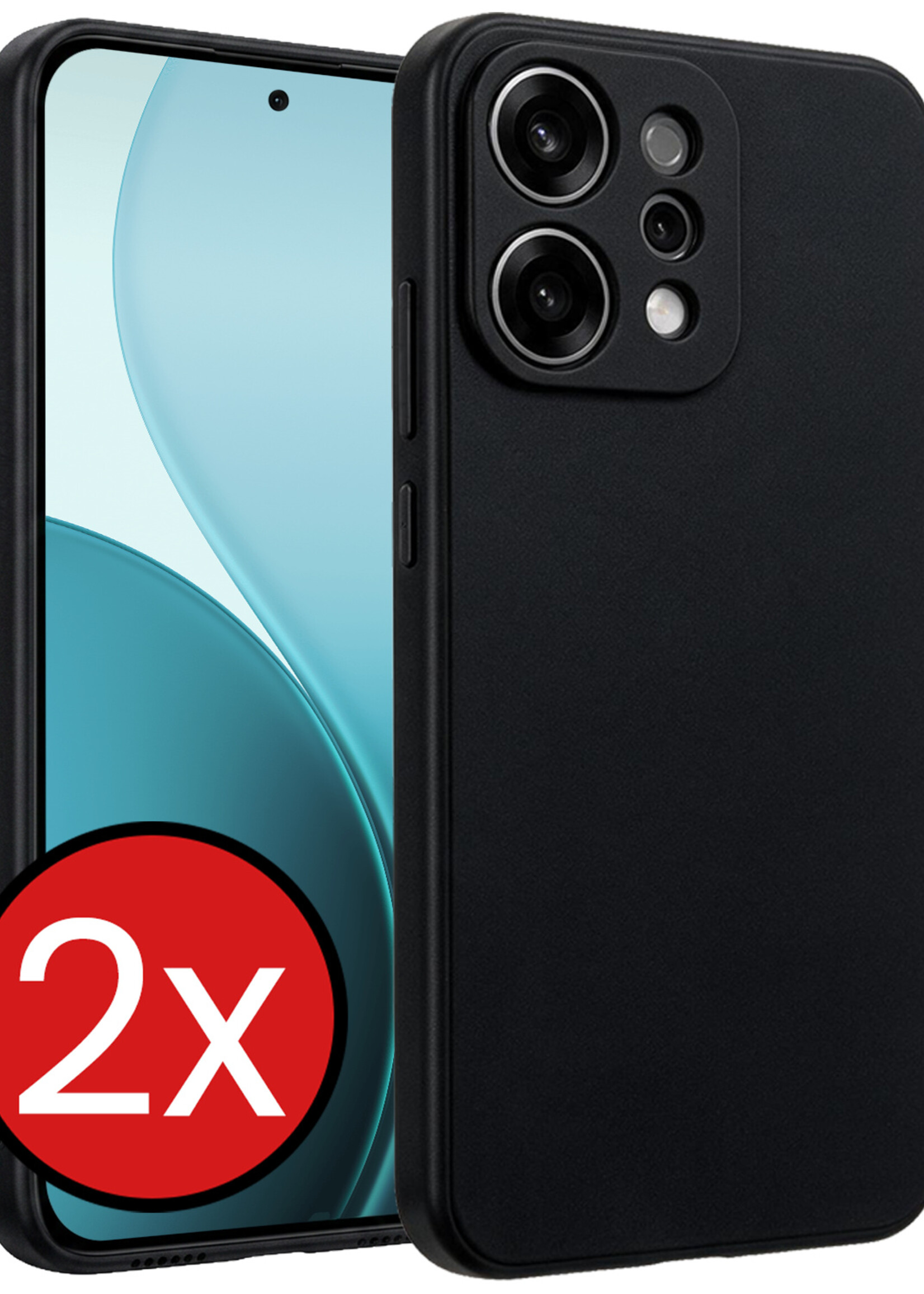 BTH BTH OPPO Reno14 Hoesje Siliconen - Zwart - 2 PACK