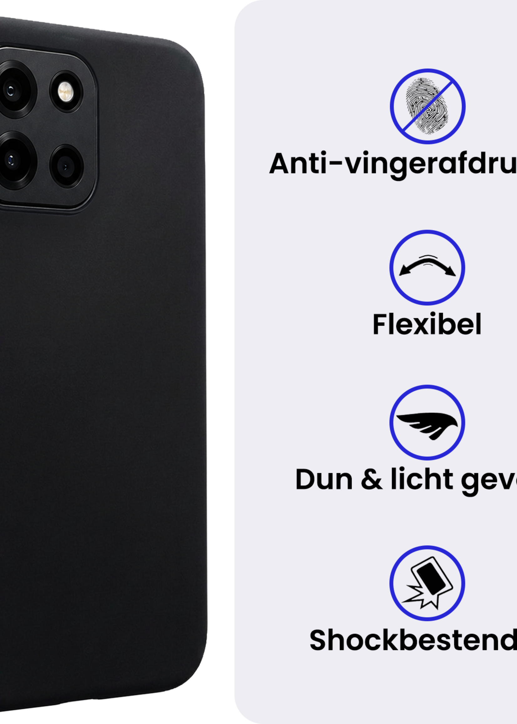 BTH BTH OnePlus Nord 6 Hoesje Siliconen Met Screenprotector - Zwart