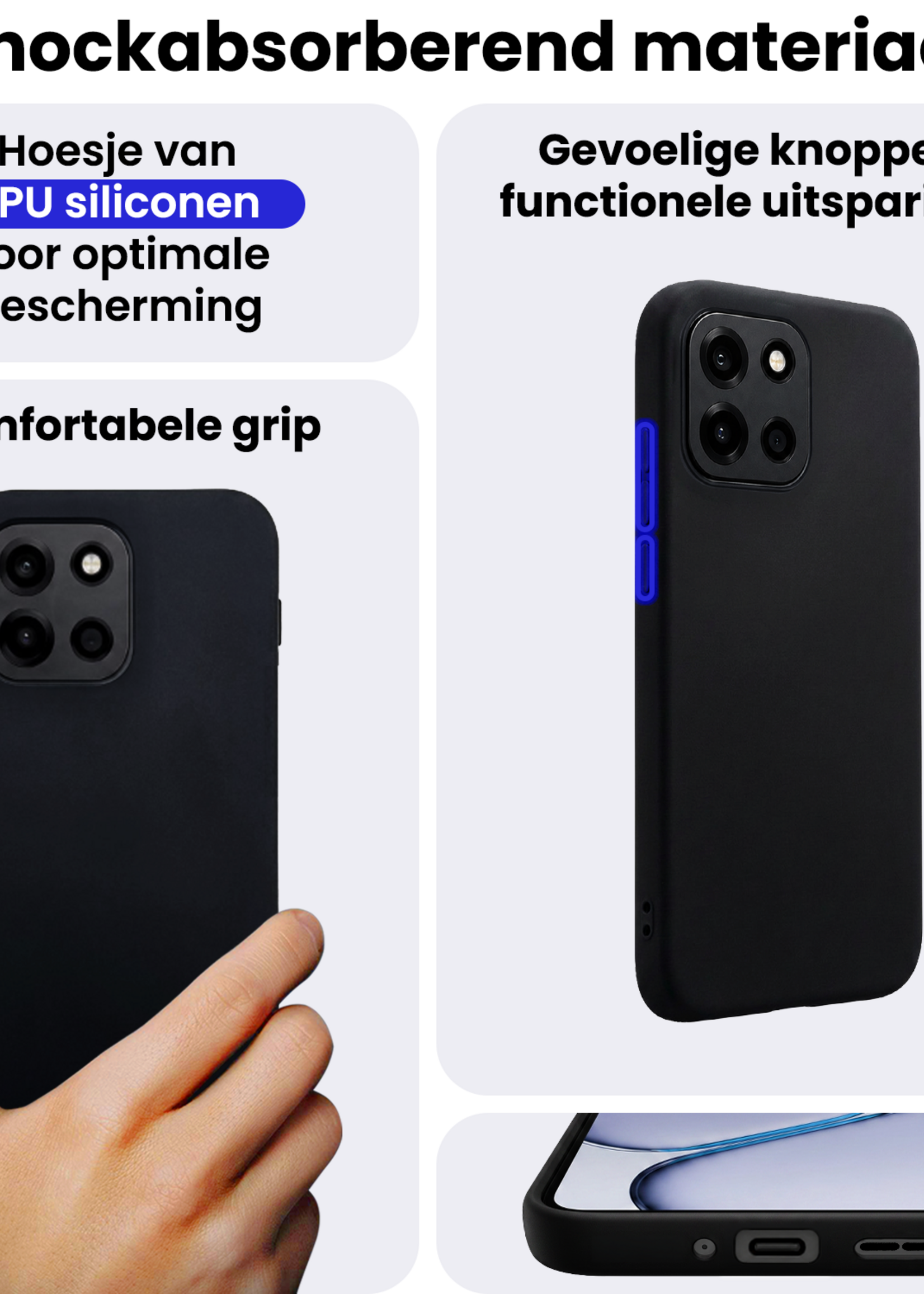 BTH BTH OnePlus Nord 6 Hoesje Siliconen Met Screenprotector - Zwart