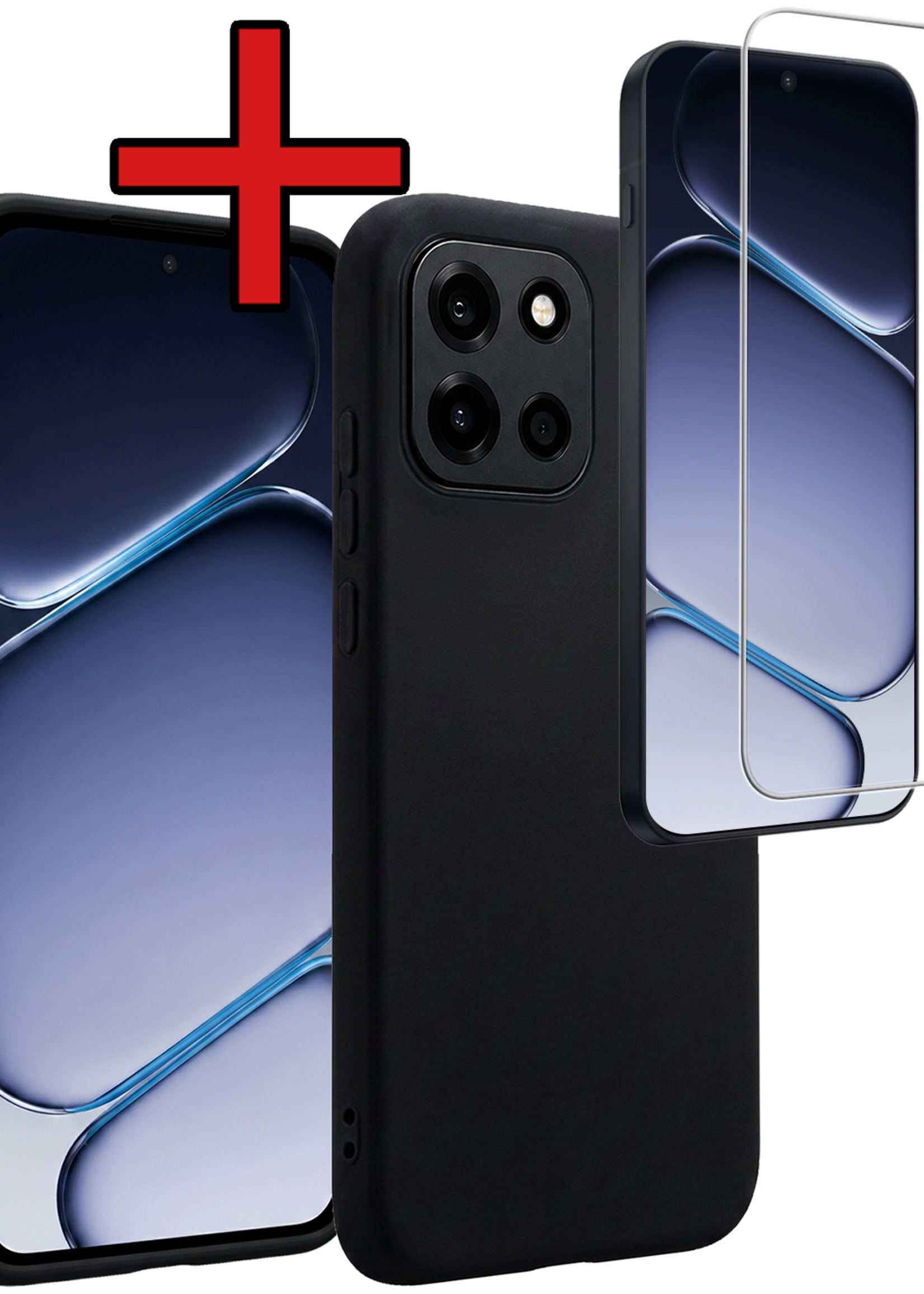 BTH BTH OnePlus Nord 6 Hoesje Siliconen Met Screenprotector - Zwart