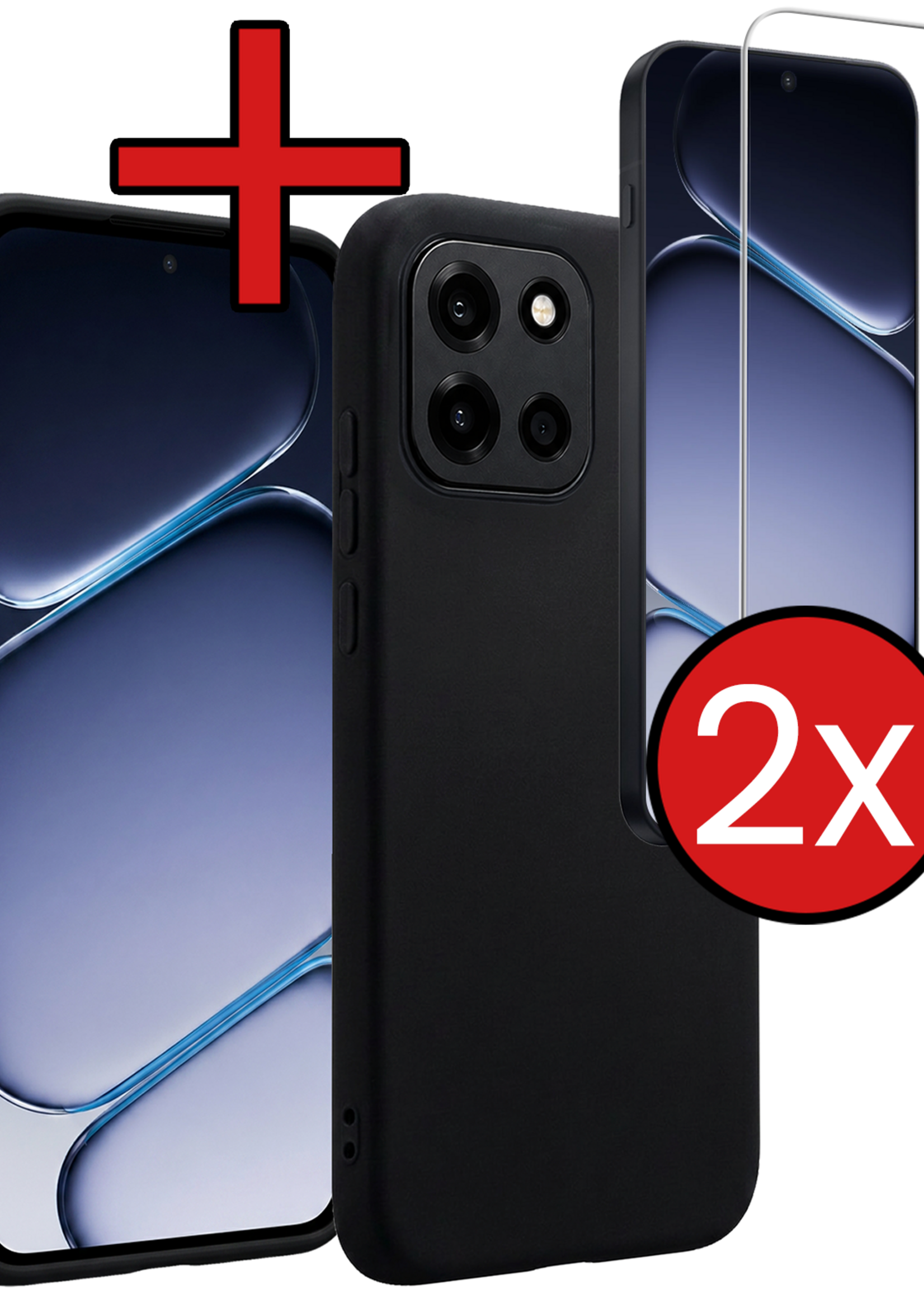 BTH BTH OnePlus Nord 6 Hoesje Siliconen Met 2x Screenprotector - Zwart