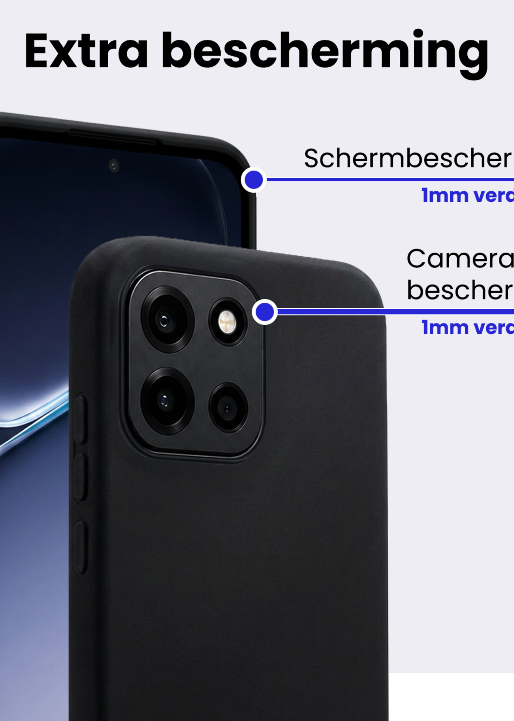 BTH BTH OnePlus Nord 6 Hoesje Siliconen Met 2x Screenprotector - Zwart