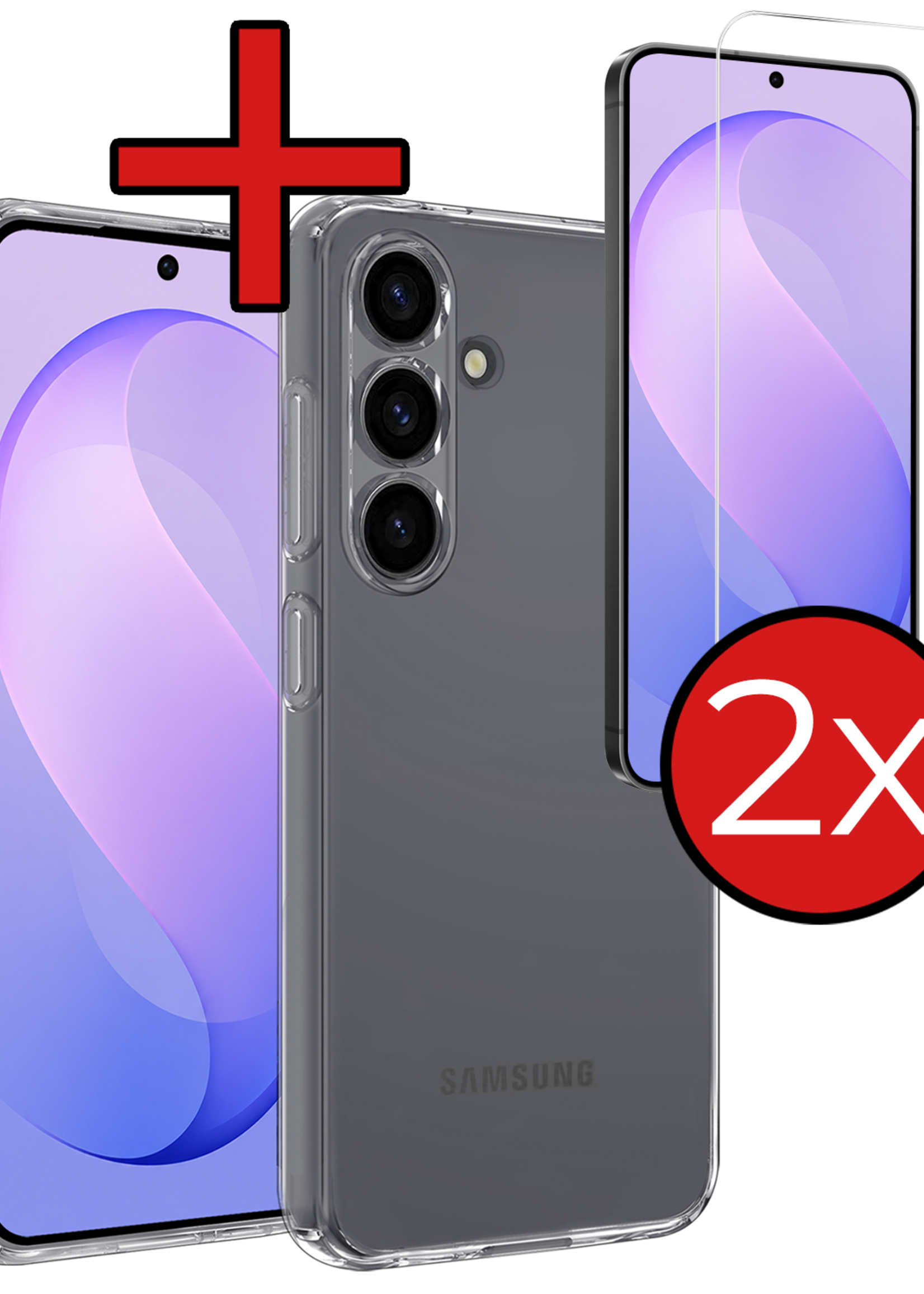 BTH BTH Samsung Galaxy S26 FE Hoesje Siliconen Met 2x Screenprotector - Transparant