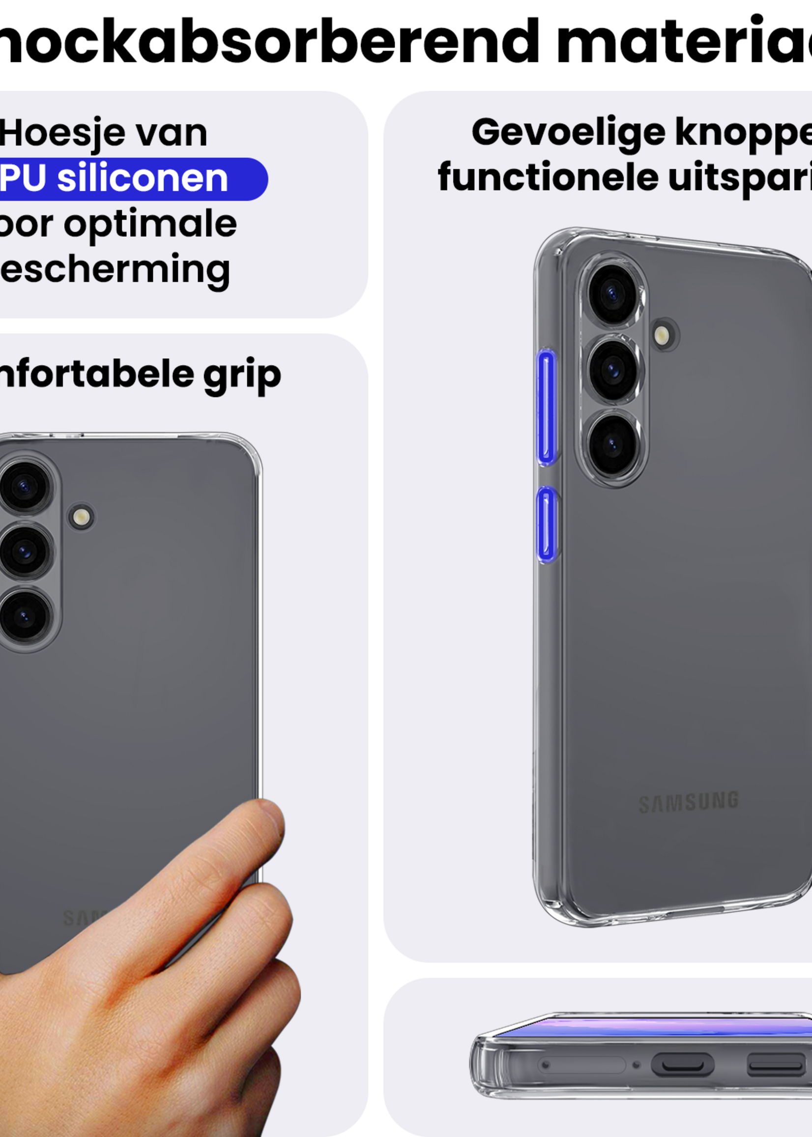 BTH BTH Samsung Galaxy S26 FE Hoesje Siliconen Met 2x Screenprotector - Transparant