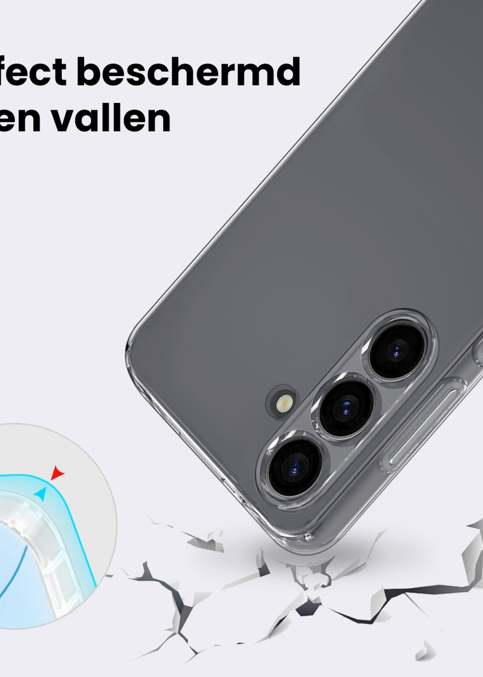 BTH BTH Samsung Galaxy S26 FE Hoesje Siliconen Met 2x Screenprotector - Transparant
