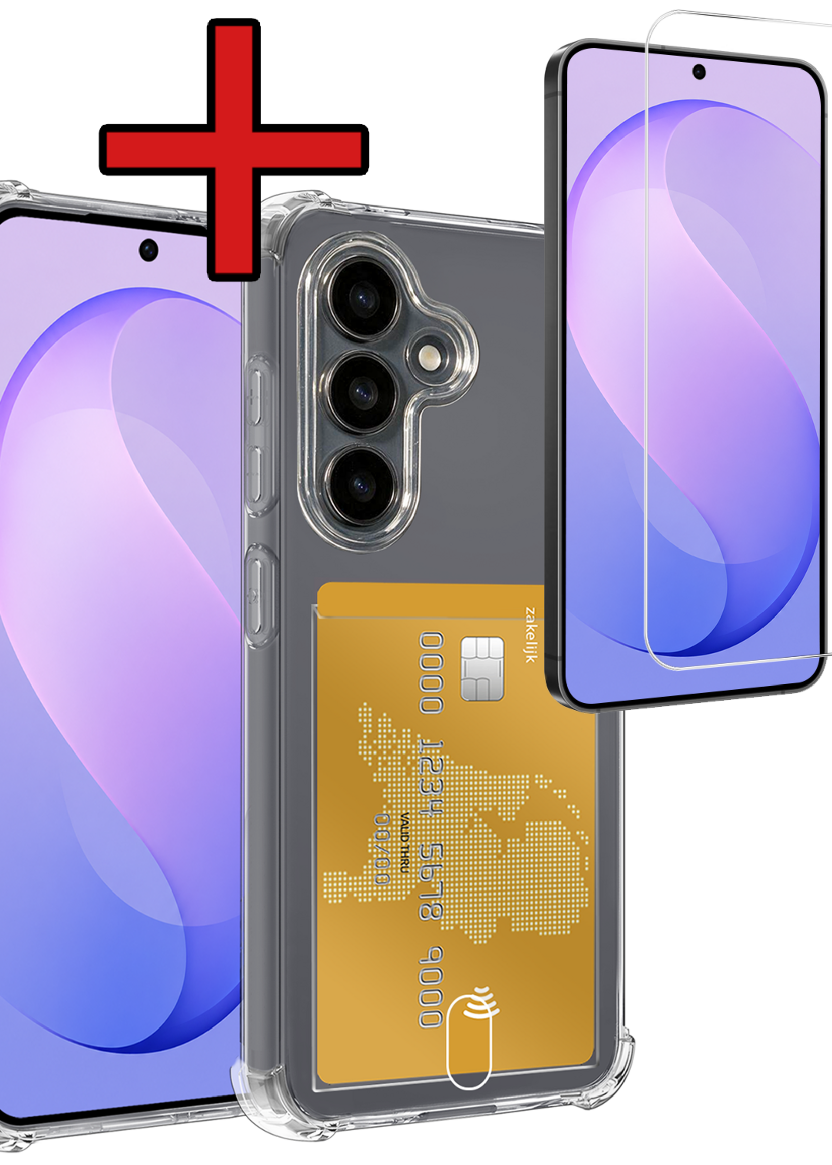 BTH BTH Samsung Galaxy S26 FE Hoesje Pashouder Met Screenprotector