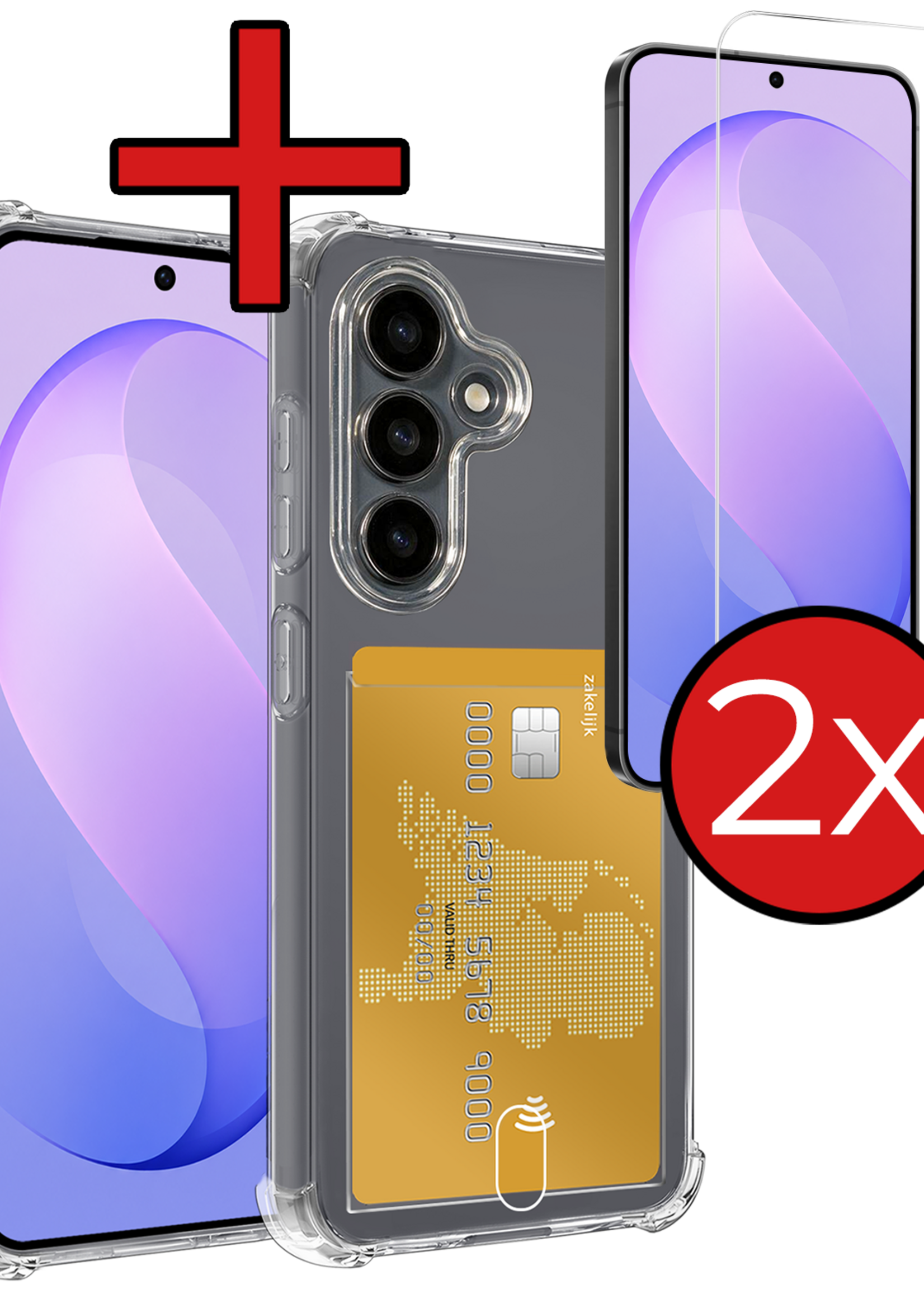 BTH BTH Samsung Galaxy S26 FE Hoesje Pashouder Met 2x Screenprotector