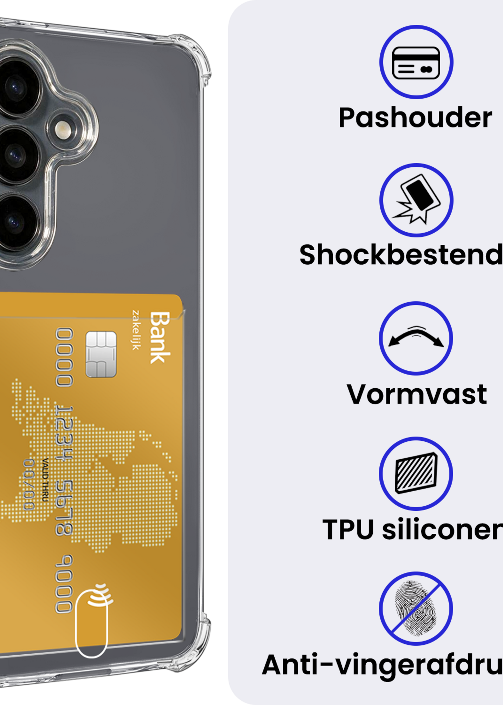 BTH BTH Samsung Galaxy S26 FE Hoesje Pashouder Met 2x Screenprotector