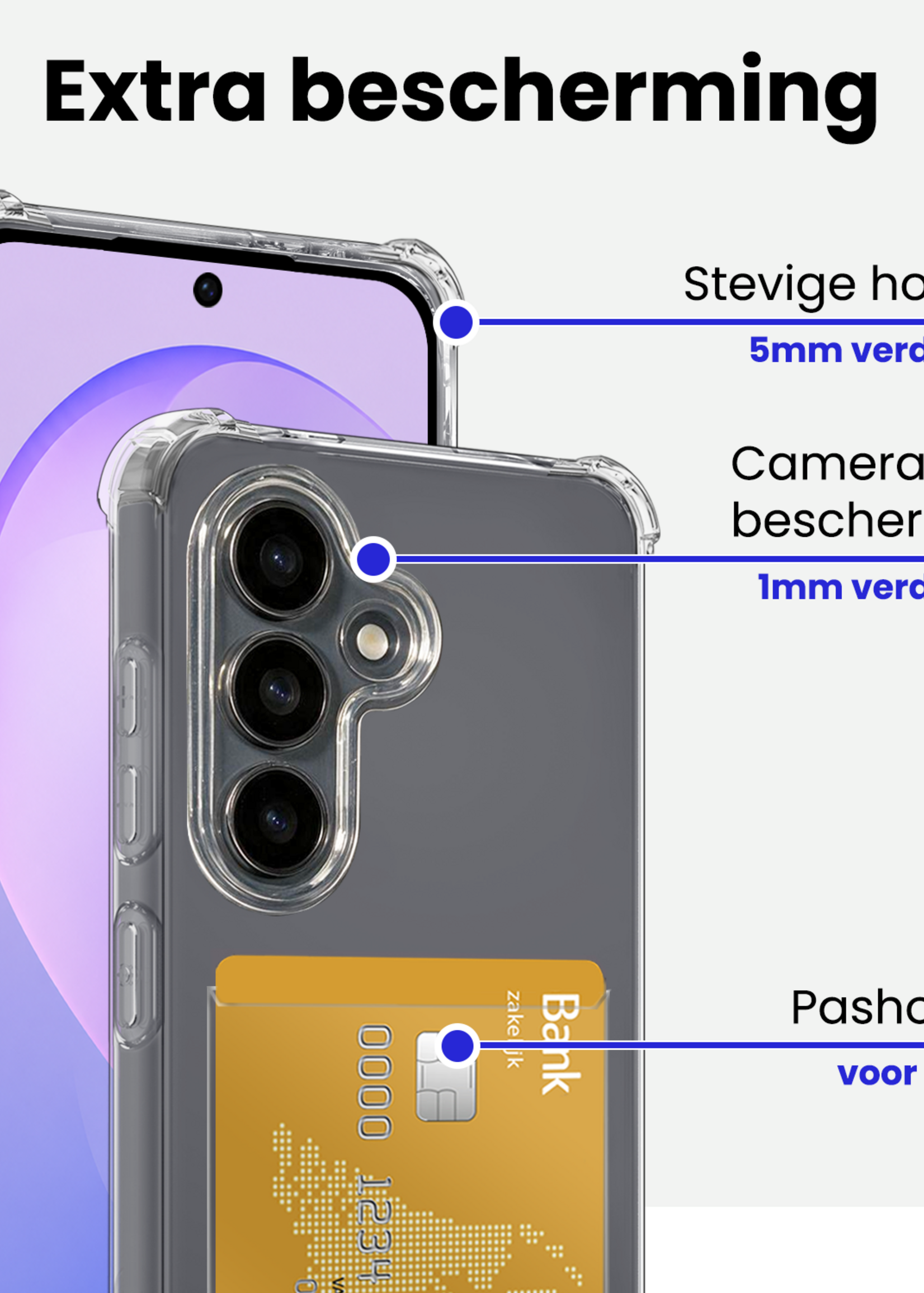 BTH BTH Samsung Galaxy S26 FE Hoesje Pashouder Met 2x Screenprotector