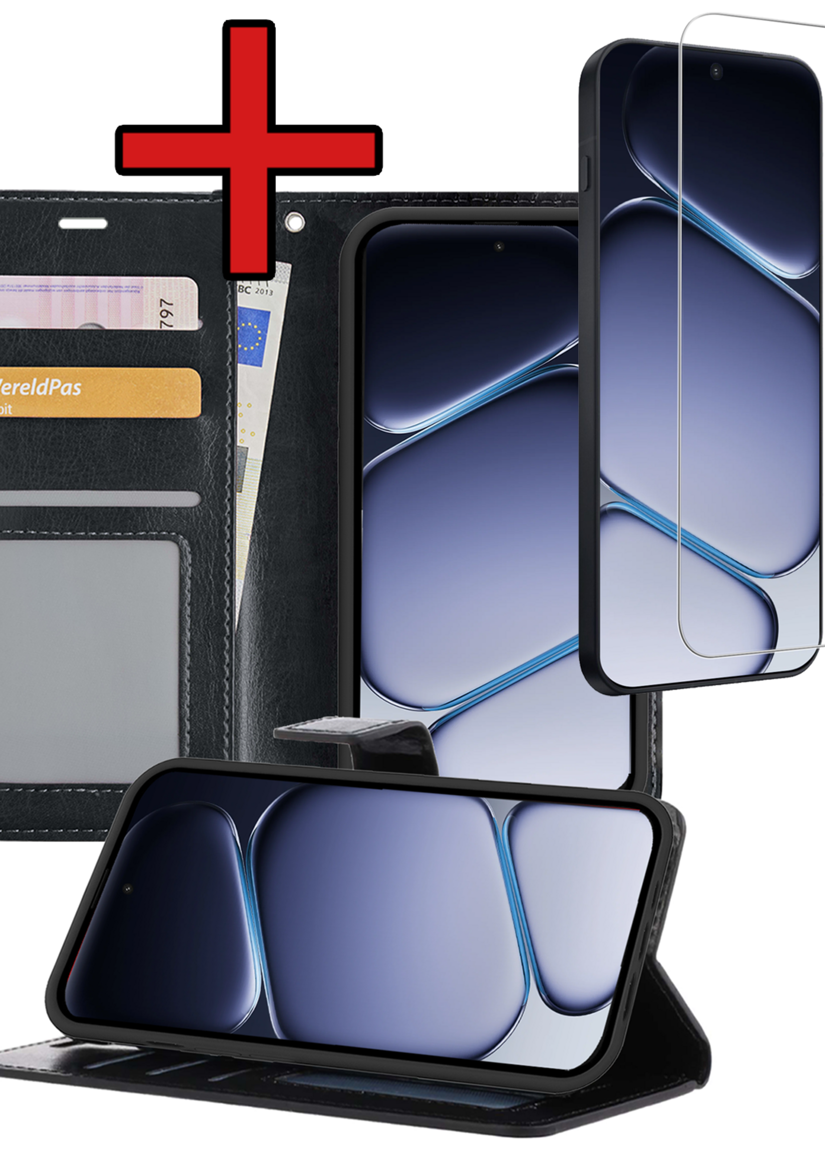BTH BTH OnePlus Nord CE6 Hoesje Bookcase Met Screenprotector - Zwart