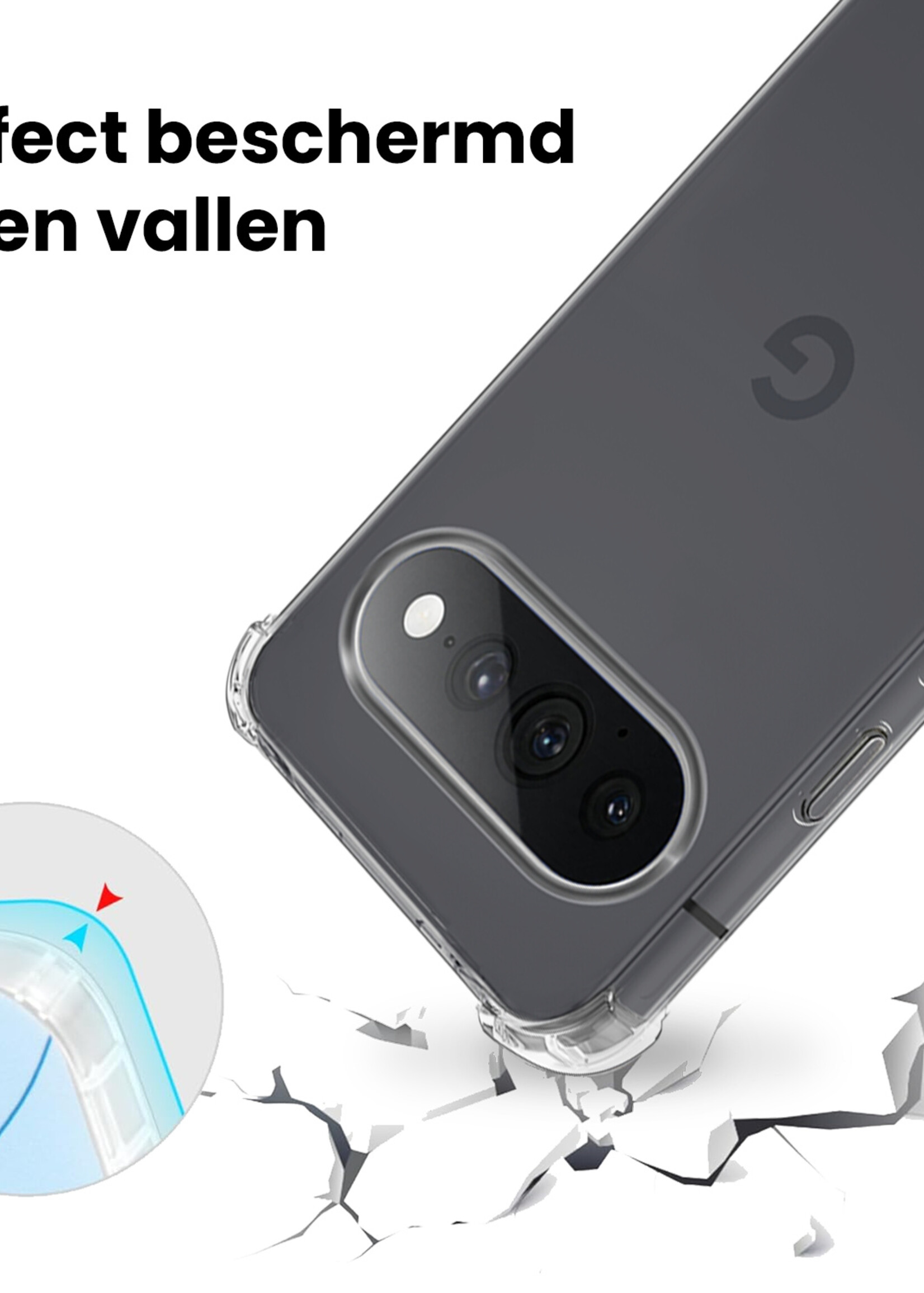 BTH BTH Google Pixel 11 Pro XL Hoesje Shockproof - Transparant - 2 PACK