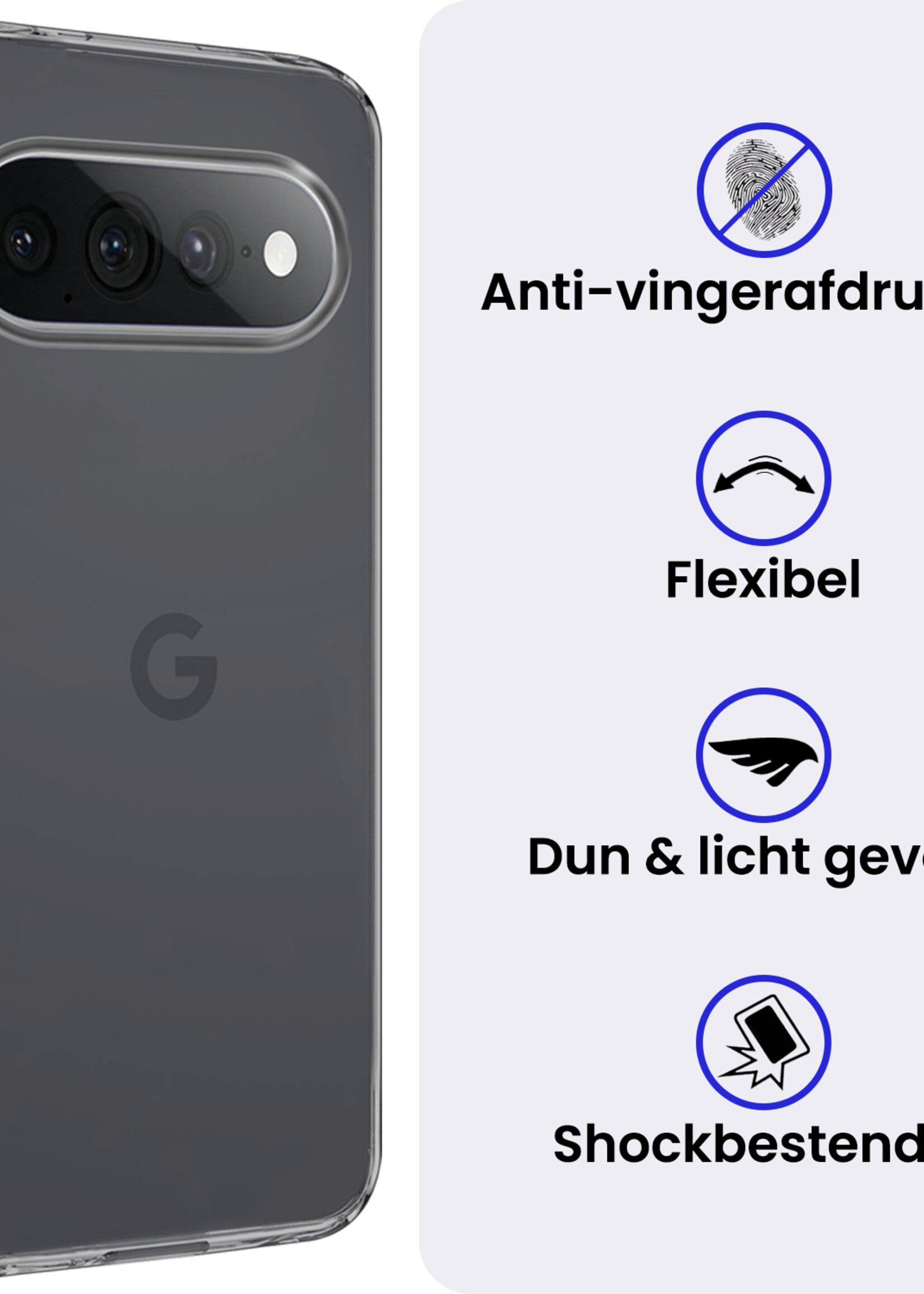 BTH BTH Google Pixel 11 Pro XL Hoesje Siliconen Met Screenprotector - Transparant