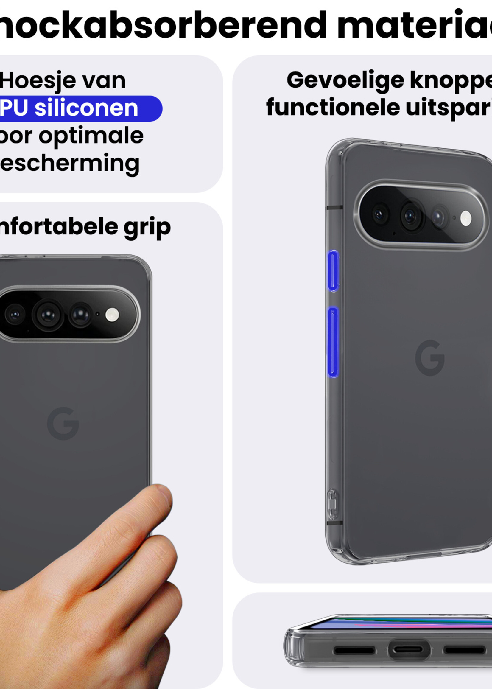 BTH BTH Google Pixel 11 Pro XL Hoesje Siliconen Met Screenprotector - Transparant