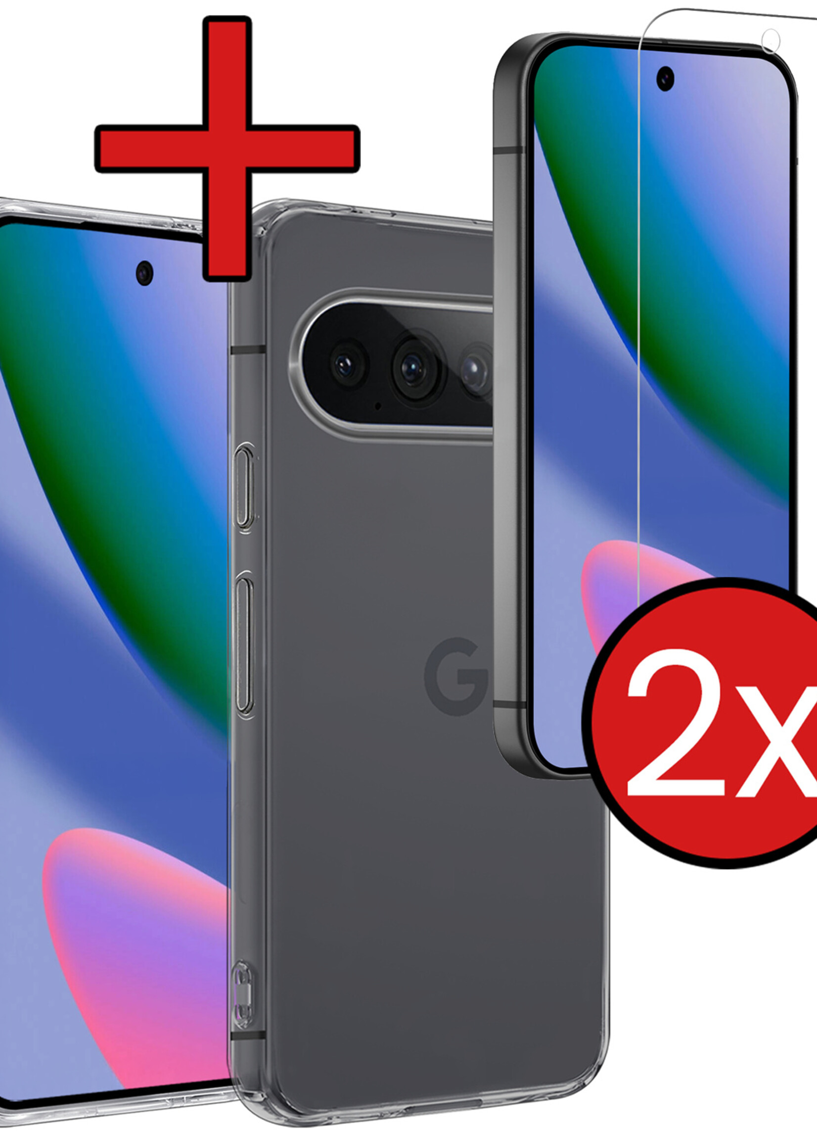 BTH BTH Google Pixel 11 Pro XL Hoesje Siliconen Met 2x Screenprotector - Transparant