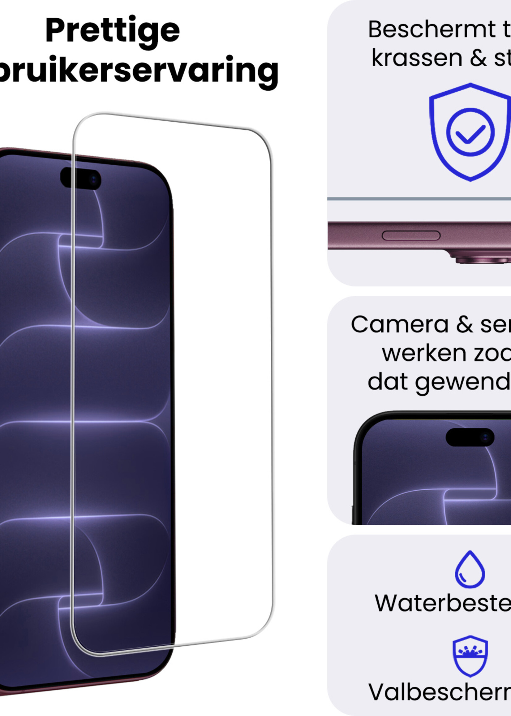 BTH BTH iPhone 18 Pro Screenprotector Glas Met Dichte Notch - 3 PACK