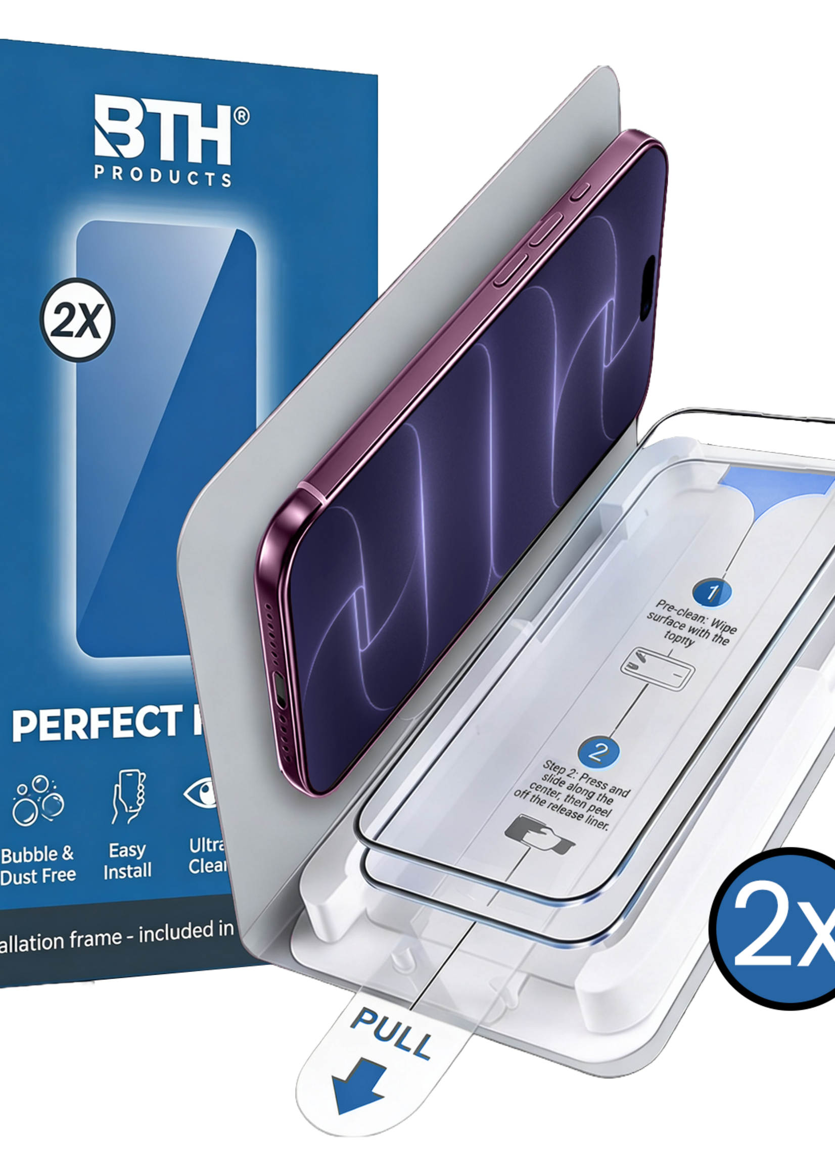 BTH BTH iPhone 18 Pro Screenprotector Perfect Fit Kit - 2 PACK
