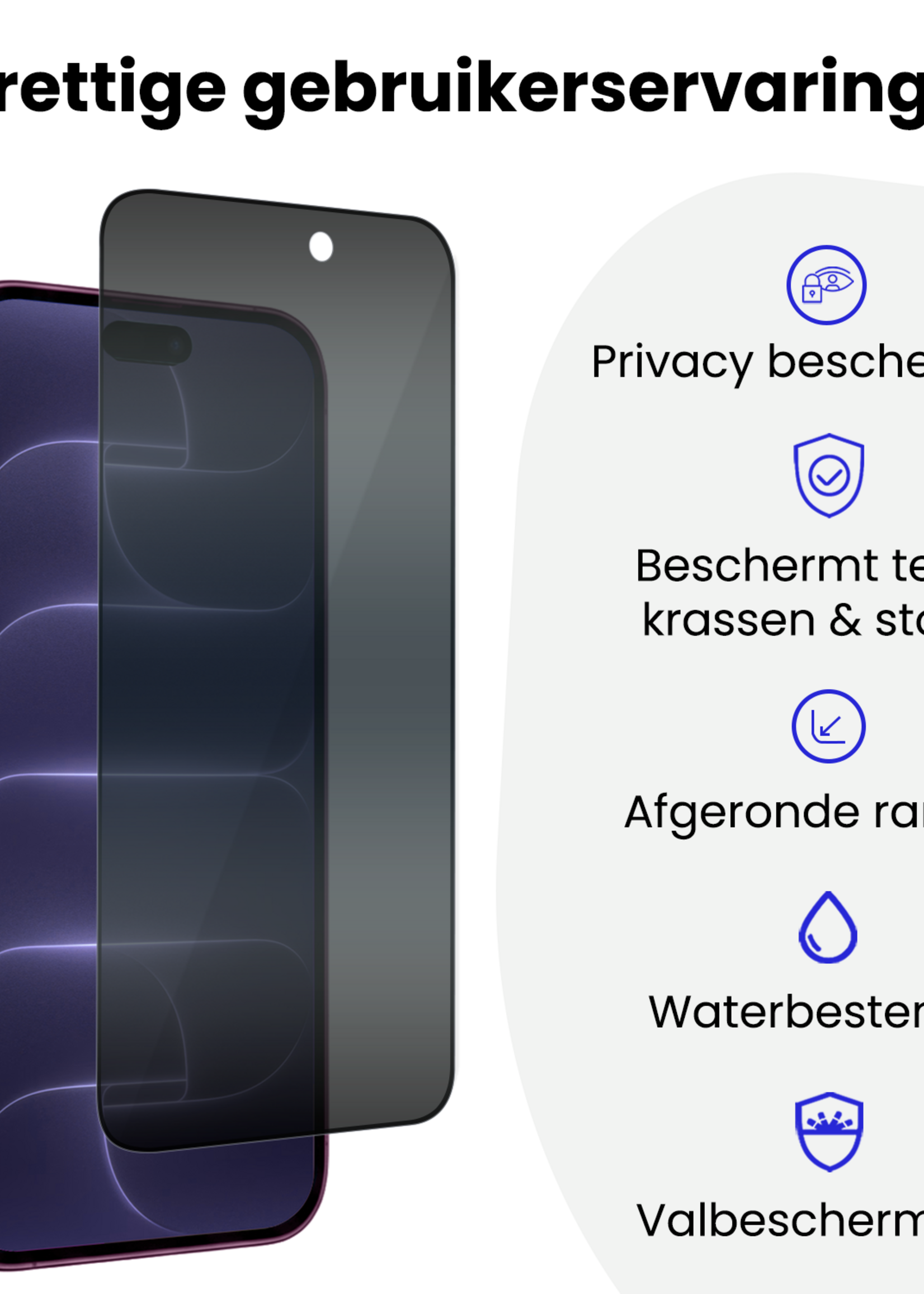 BTH BTH iPhone 18 Pro Hybrid Privacy Screenprotector - 2 PACK