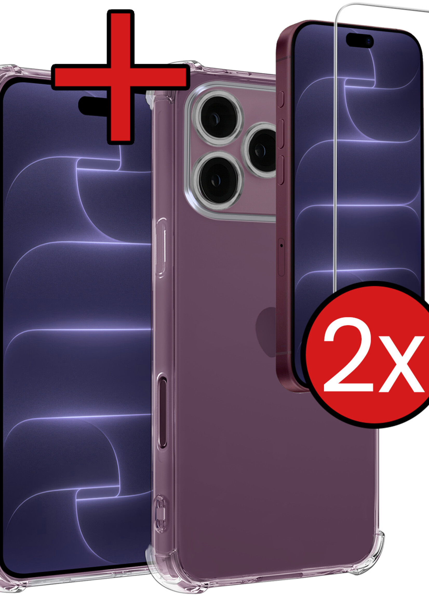 BTH BTH iPhone 18 Pro Hoesje Shockproof Met 2x Screenprotector Met Dichte Notch