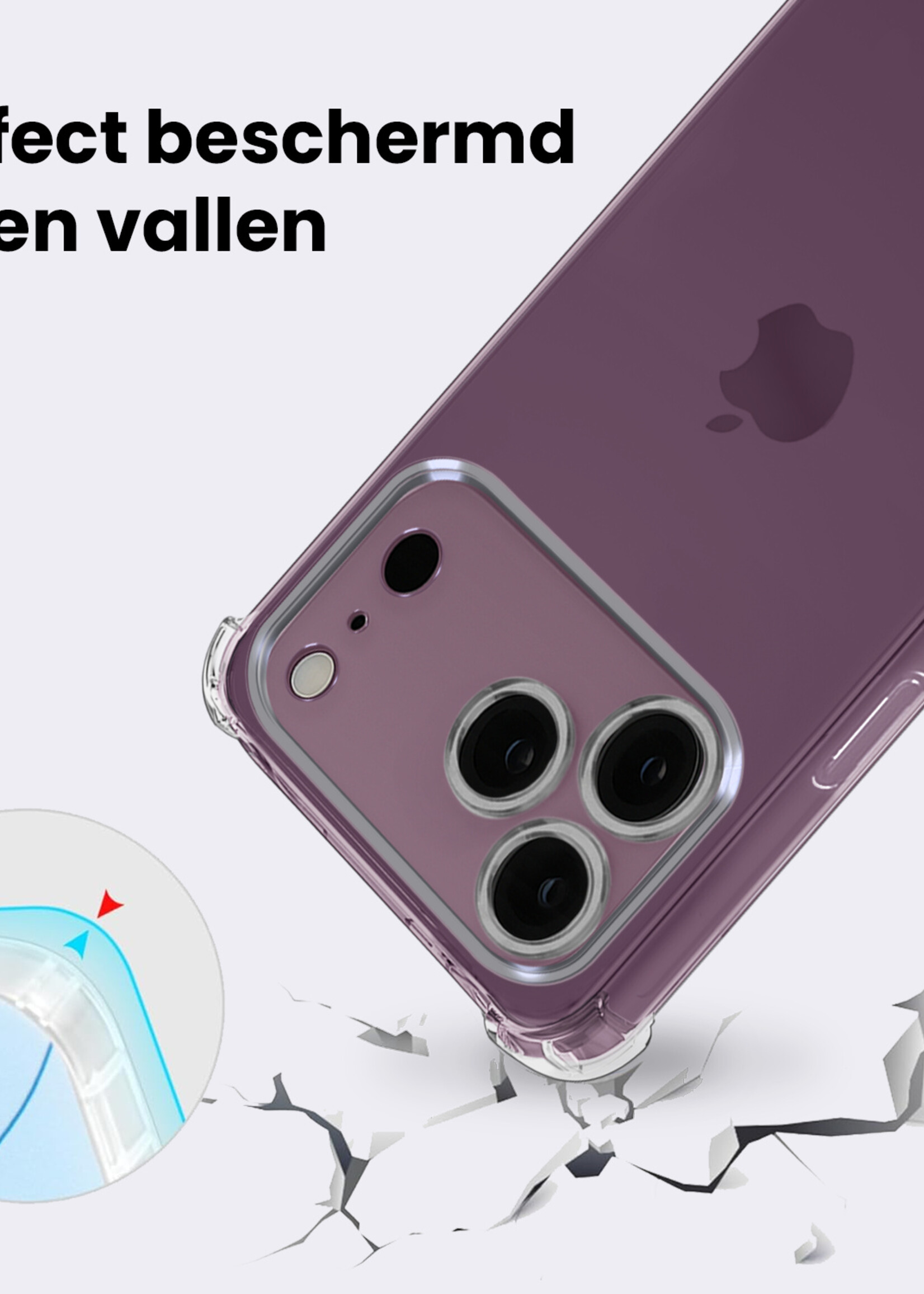 BTH BTH iPhone 18 Pro Hoesje Shockproof Met 2x Screenprotector Met Dichte Notch
