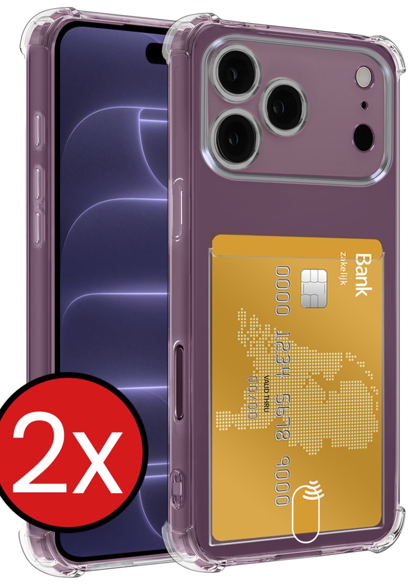 BTH BTH iPhone 18 Pro Hoesje Pashouder - 2 PACK