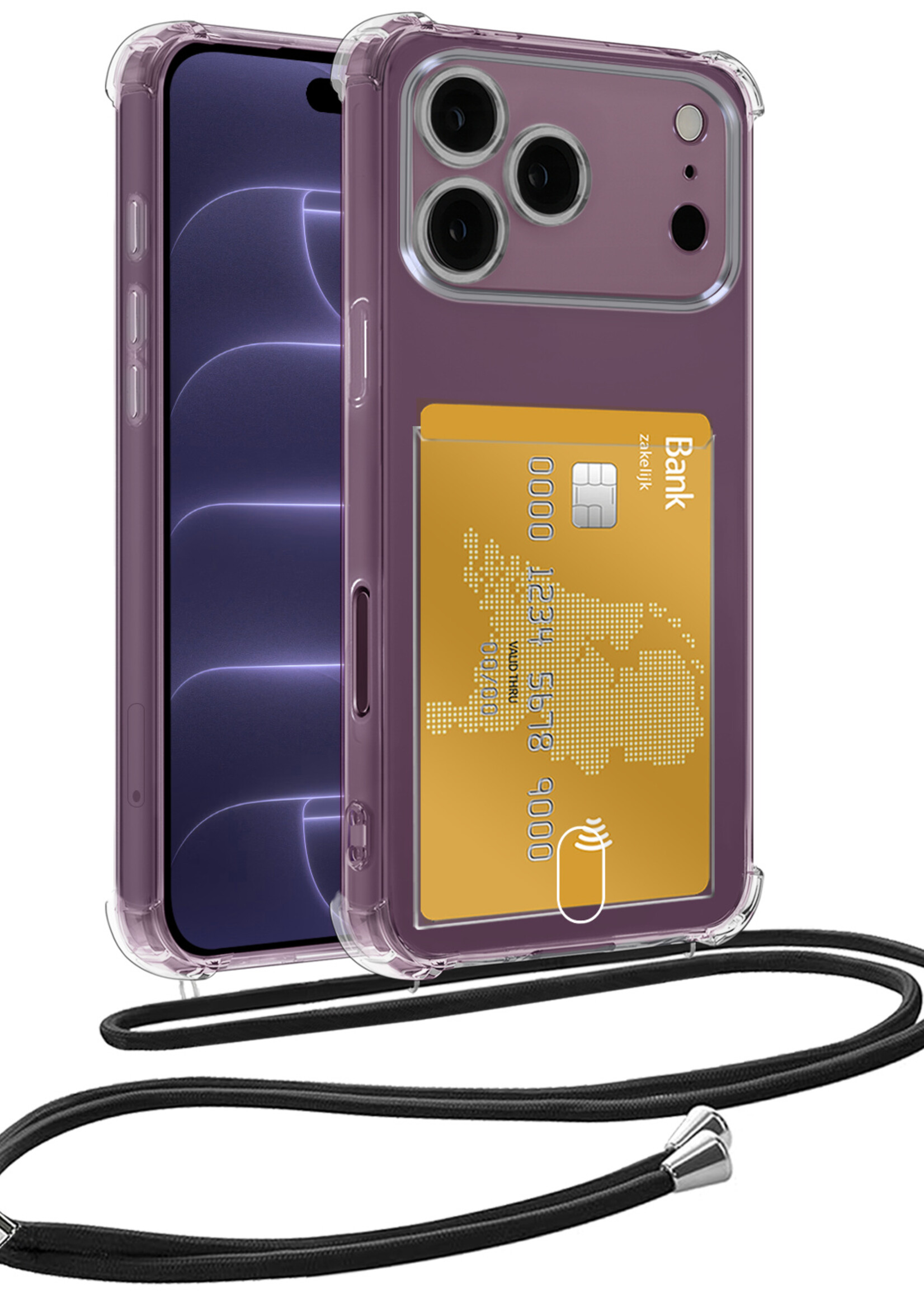 BTH BTH iPhone 18 Pro Hoesje Pashouder met Koord