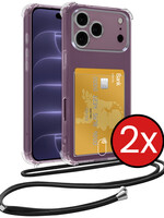 BTH BTH iPhone 18 Pro Hoesje Pashouder met Koord - 2 PACK
