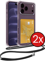 BTH BTH iPhone 18 Pro Max Hoesje Pashouder met Koord - 2 PACK