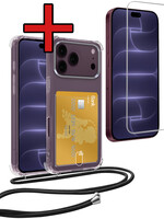BTH BTH iPhone 18 Pro Max Hoesje Pashouder met Koord Met Screenprotector