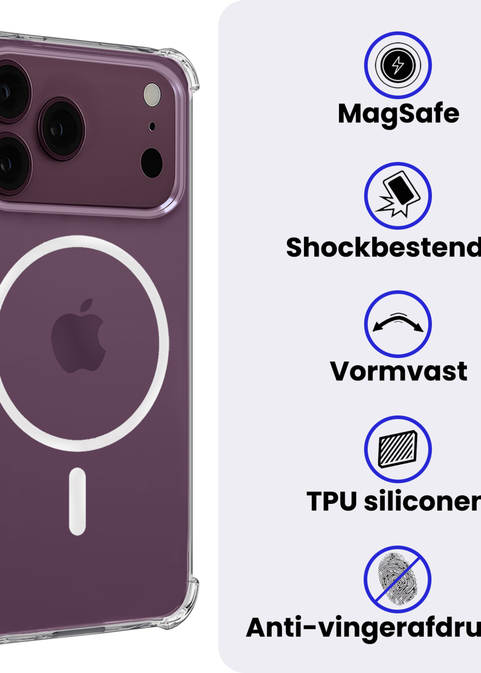BTH BTH iPhone 18 Pro Magsafe Hoesje - Transparant - 2 PACK