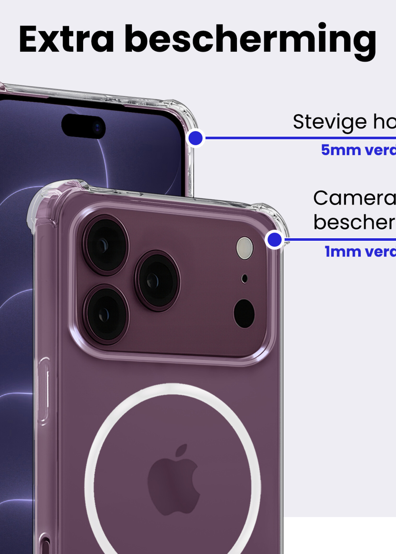BTH BTH iPhone 18 Pro Magsafe Hoesje Transparant Met Screenprotector