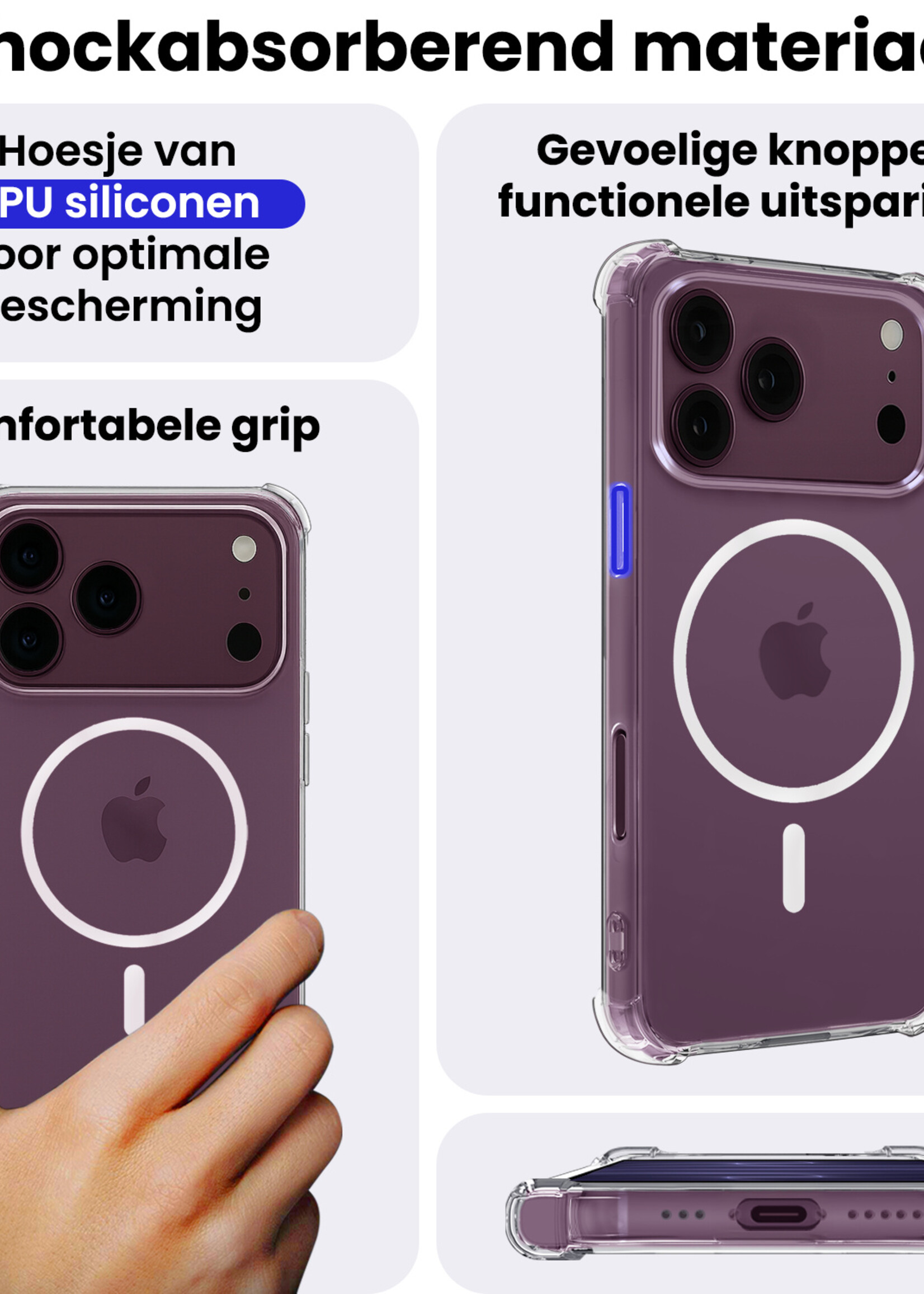 BTH BTH iPhone 18 Pro Magsafe Hoesje Transparant Met 2x Screenprotector