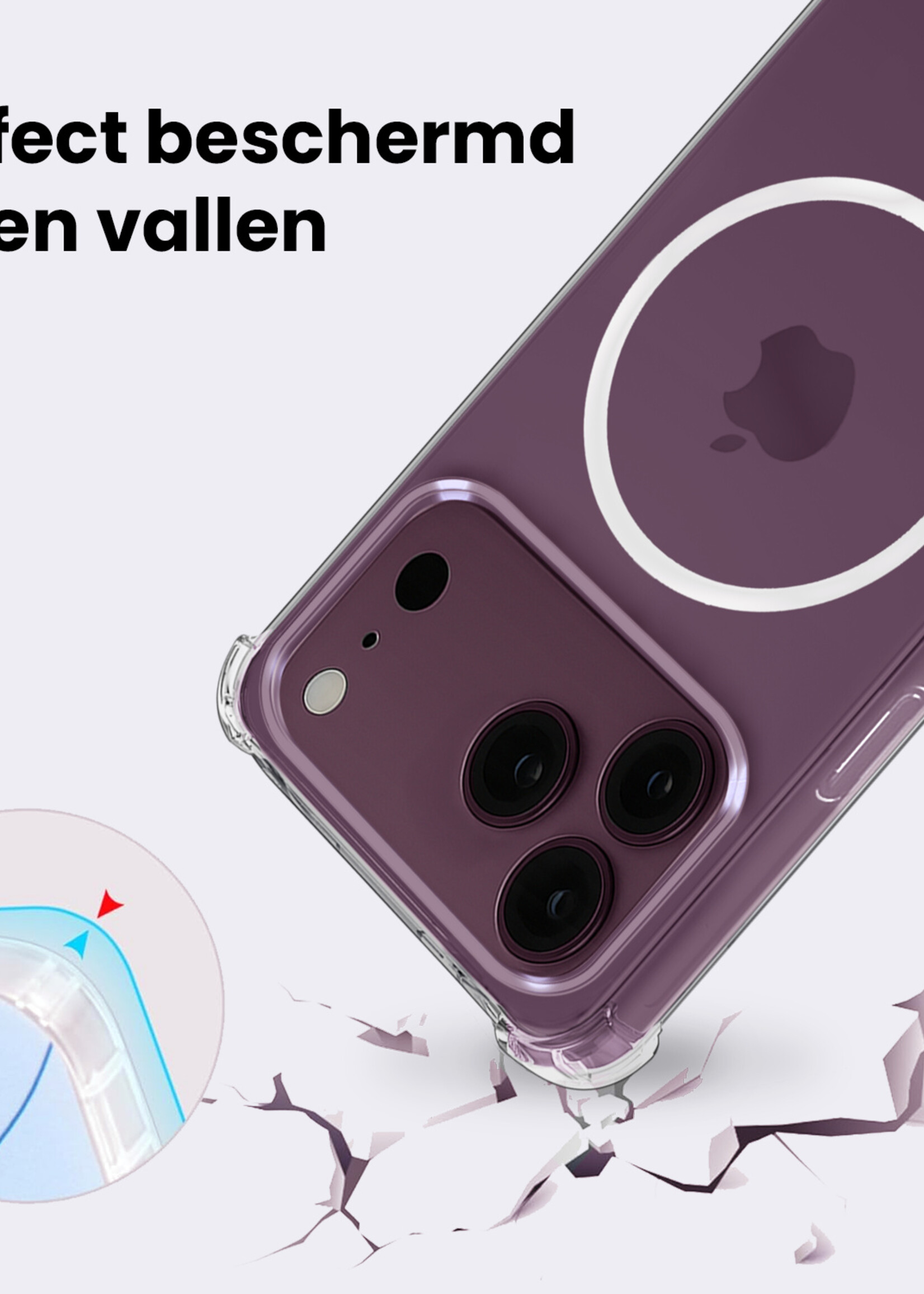 BTH BTH iPhone 18 Pro Magsafe Hoesje Transparant Met 2x Screenprotector
