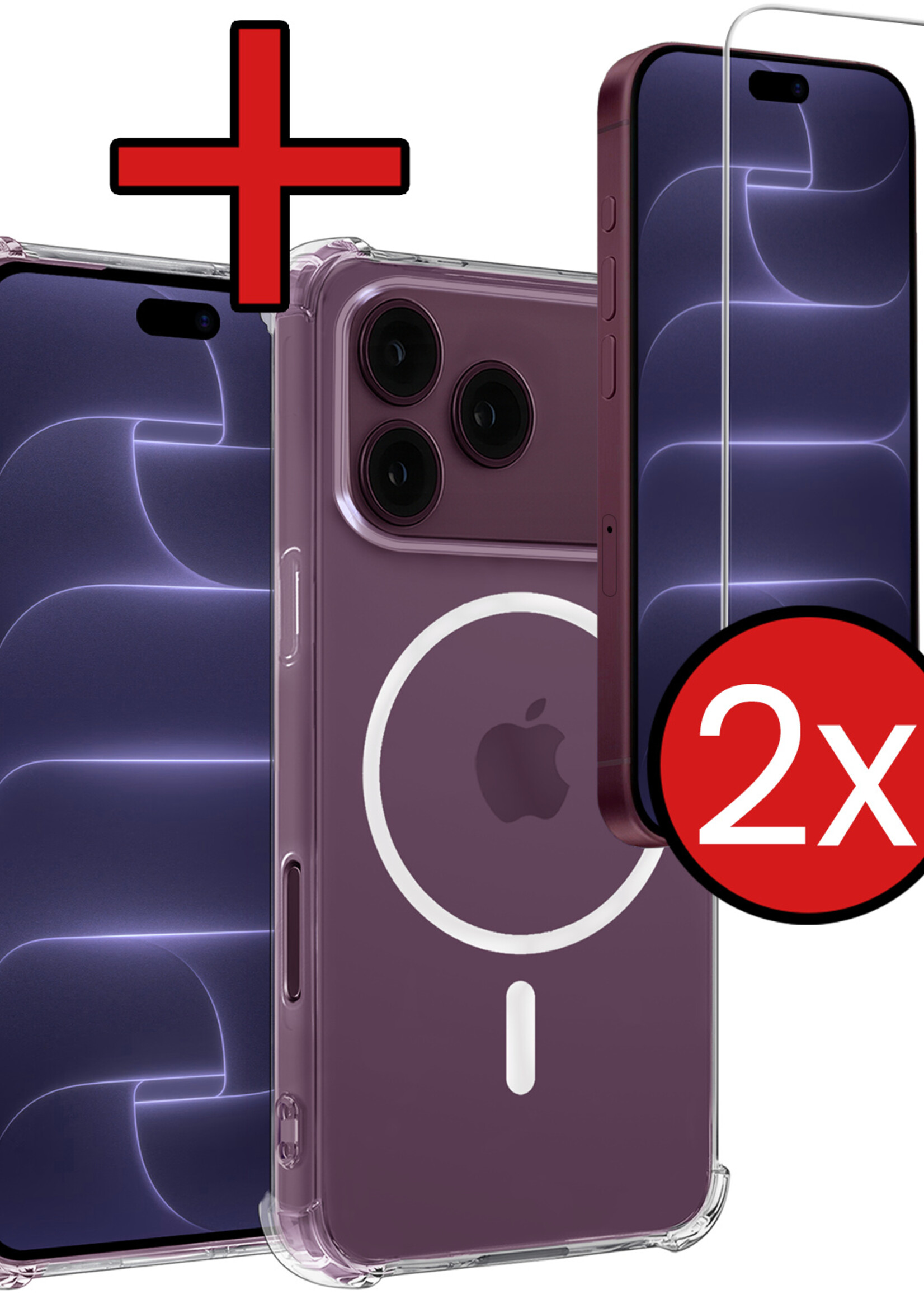 BTH BTH iPhone 18 Pro Max Magsafe Hoesje Transparant Met 2x Screenprotector