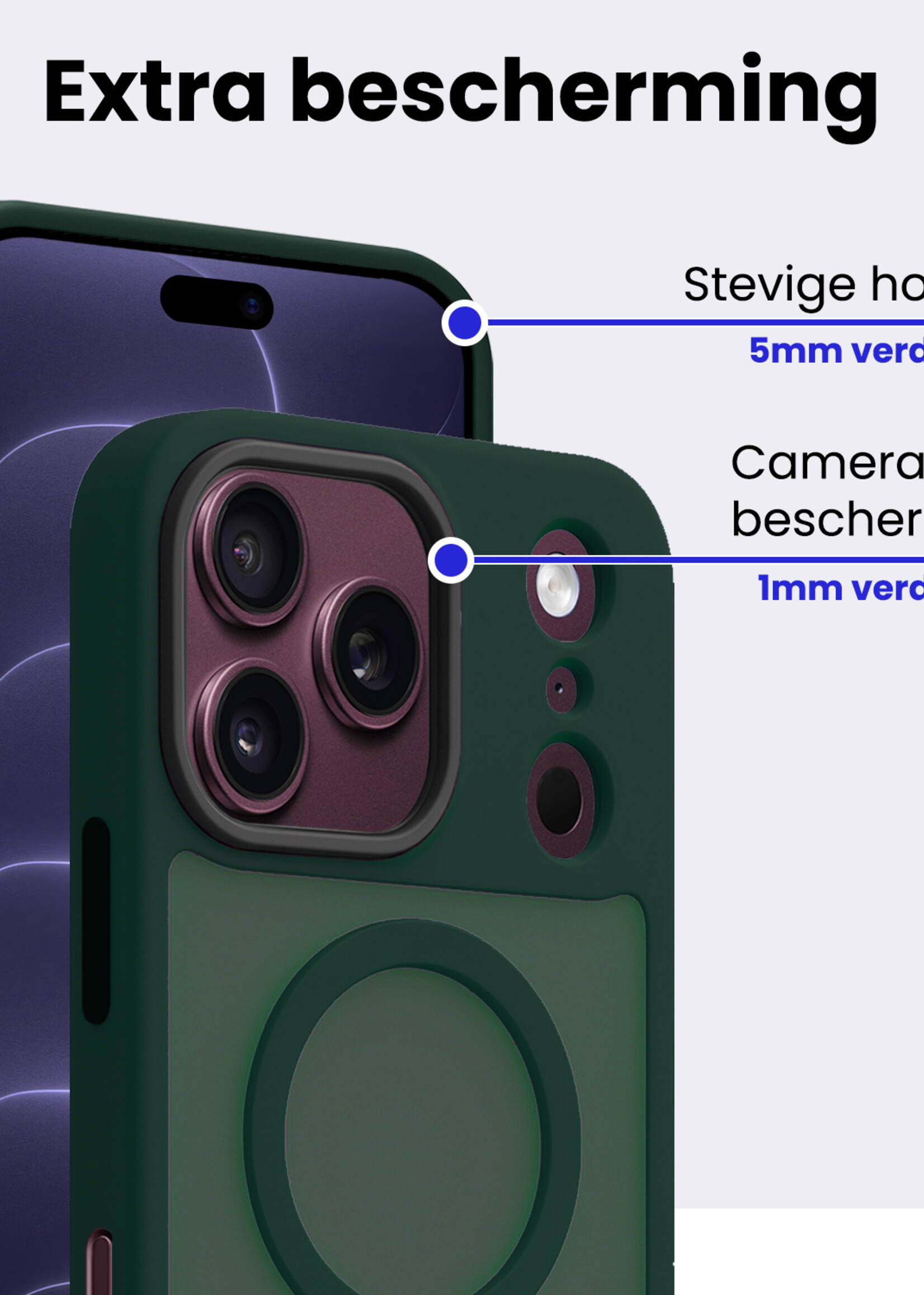 BTH BTH iPhone 18 Pro Magsafe Hoesje Donkergroen Met Screenprotector
