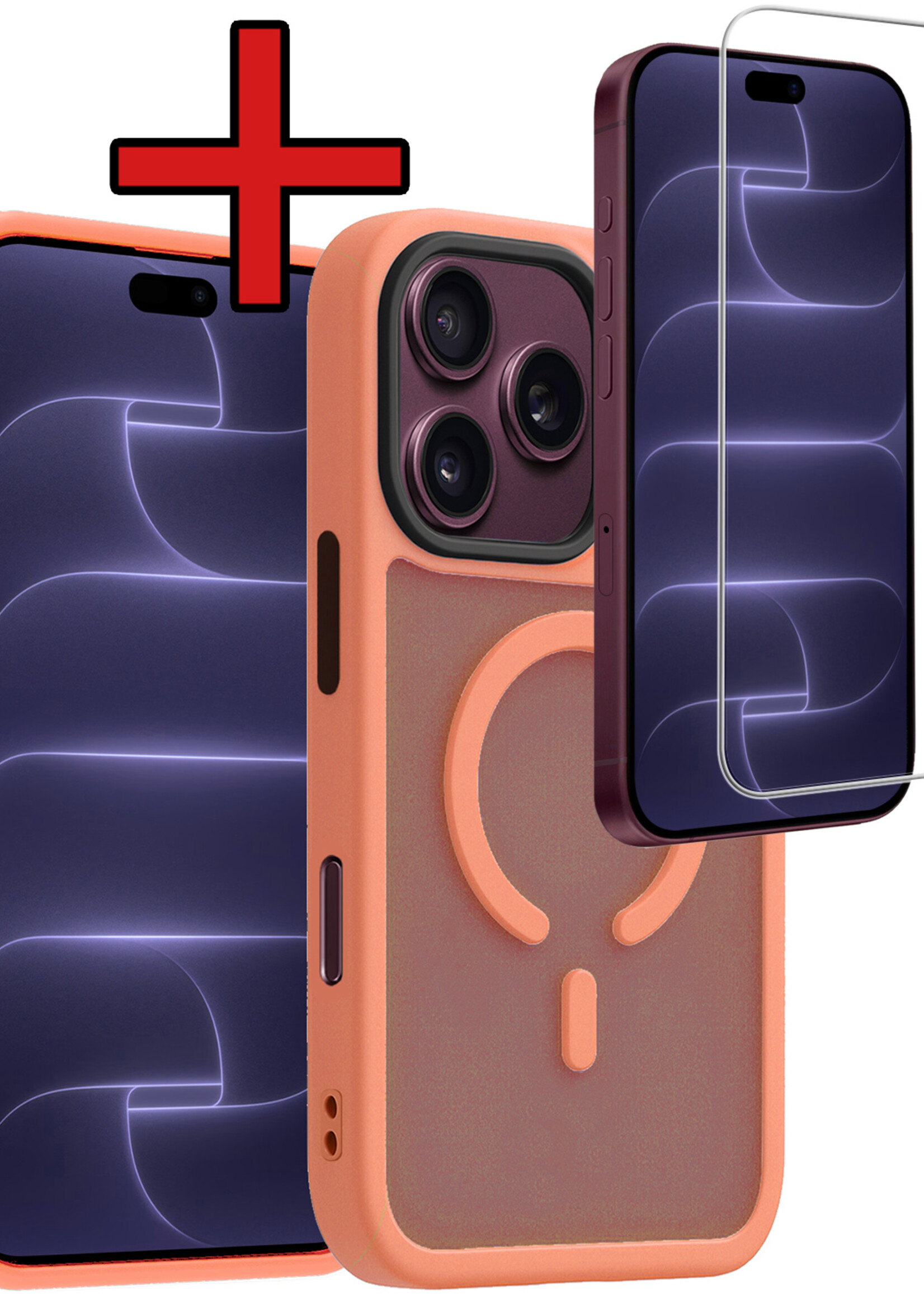 BTH BTH iPhone 18 Pro Magsafe Hoesje Perzik Met Screenprotector