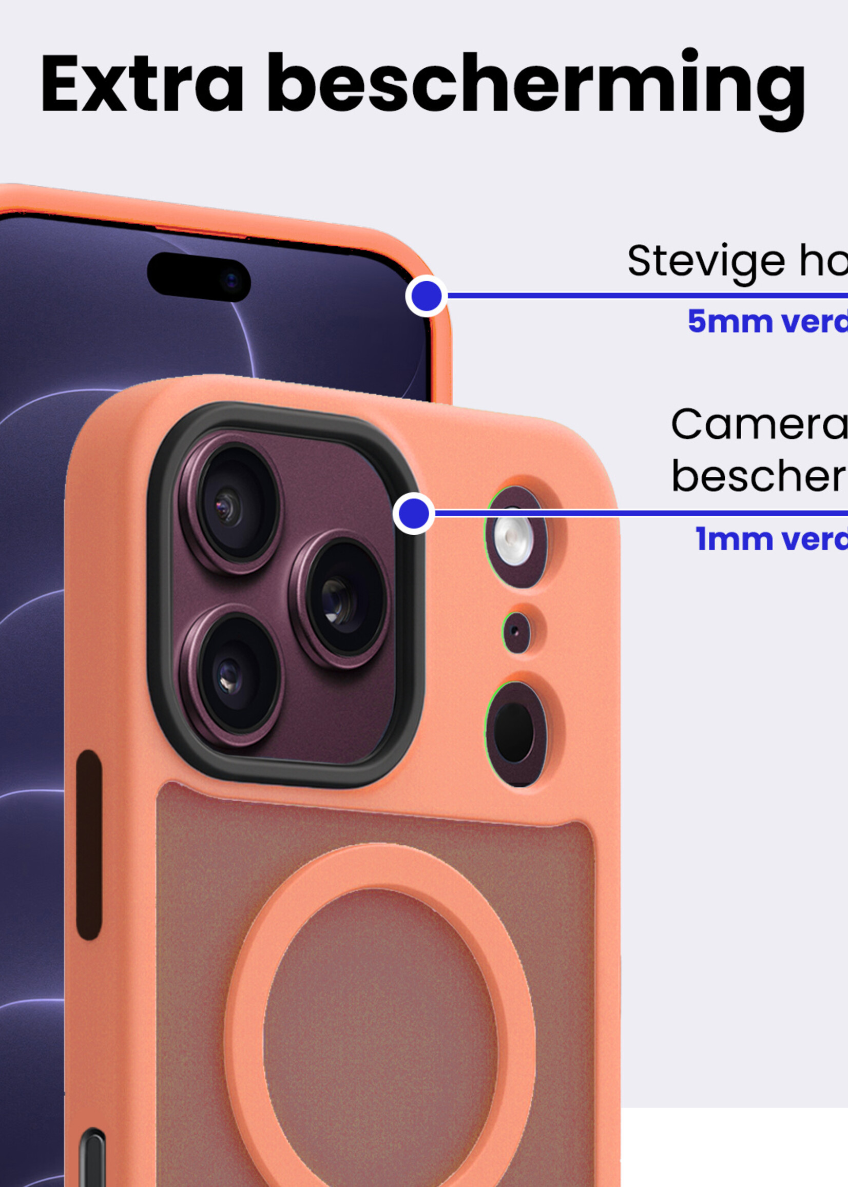BTH BTH iPhone 18 Pro Magsafe Hoesje Perzik Met Screenprotector