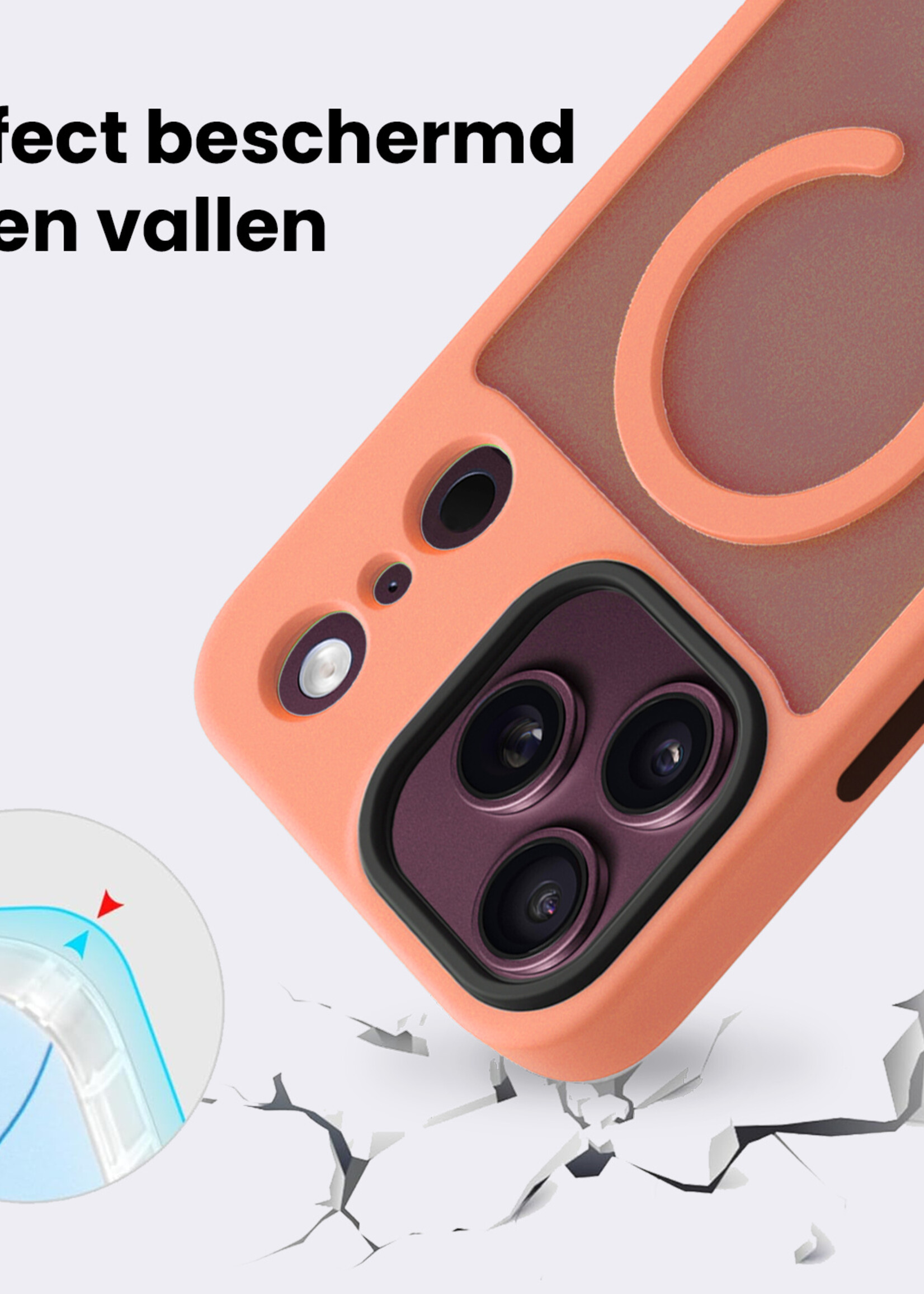 BTH BTH iPhone 18 Pro Magsafe Hoesje Perzik Met Screenprotector
