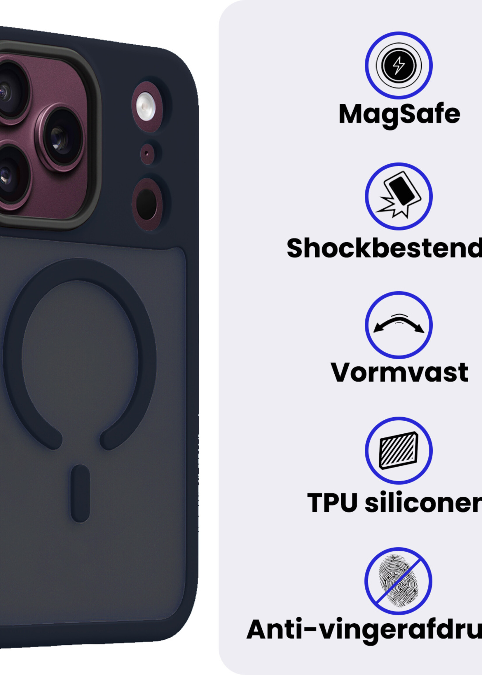 BTH BTH iPhone 18 Pro Max Magsafe Hoesje - Donkerblauw - 2 PACK