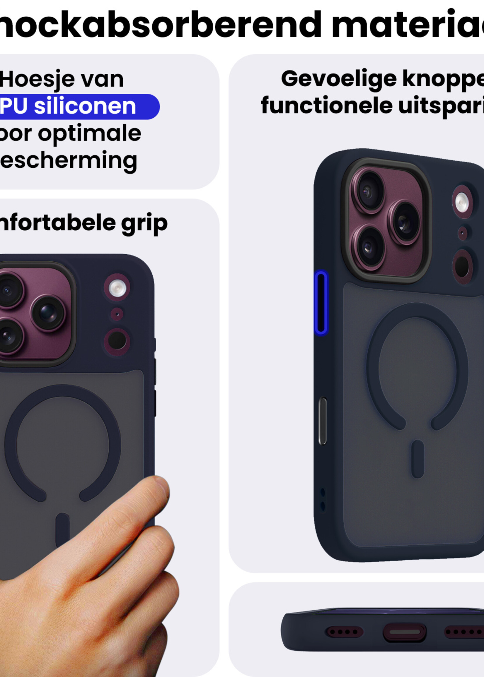 BTH BTH iPhone 18 Pro Max Magsafe Hoesje - Donkerblauw - 2 PACK