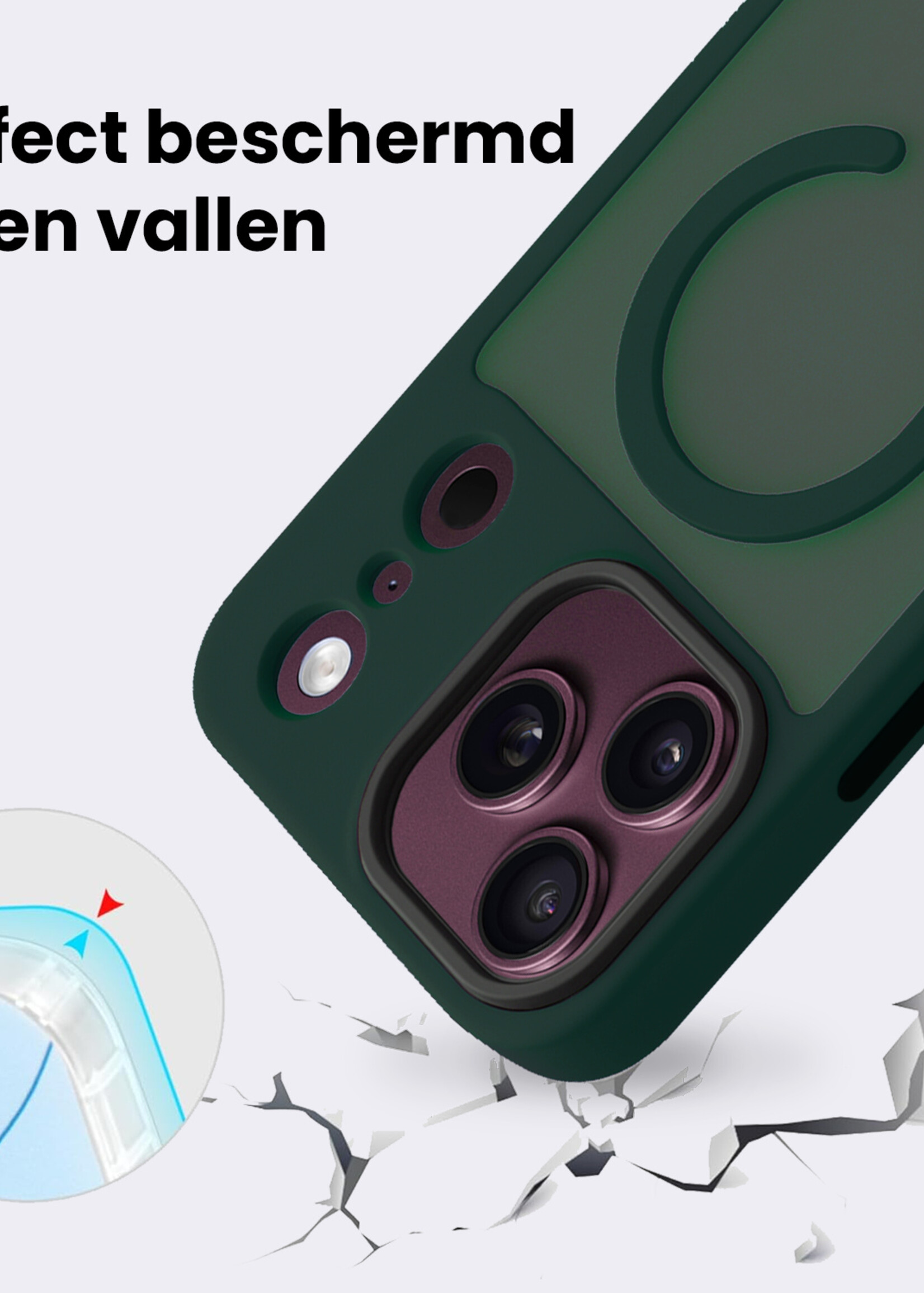 BTH BTH iPhone 18 Pro Max Magsafe Hoesje Donkergroen Met Screenprotector