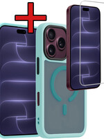 BTH BTH iPhone 18 Pro Max Magsafe Hoesje Lichtblauw Met Screenprotector