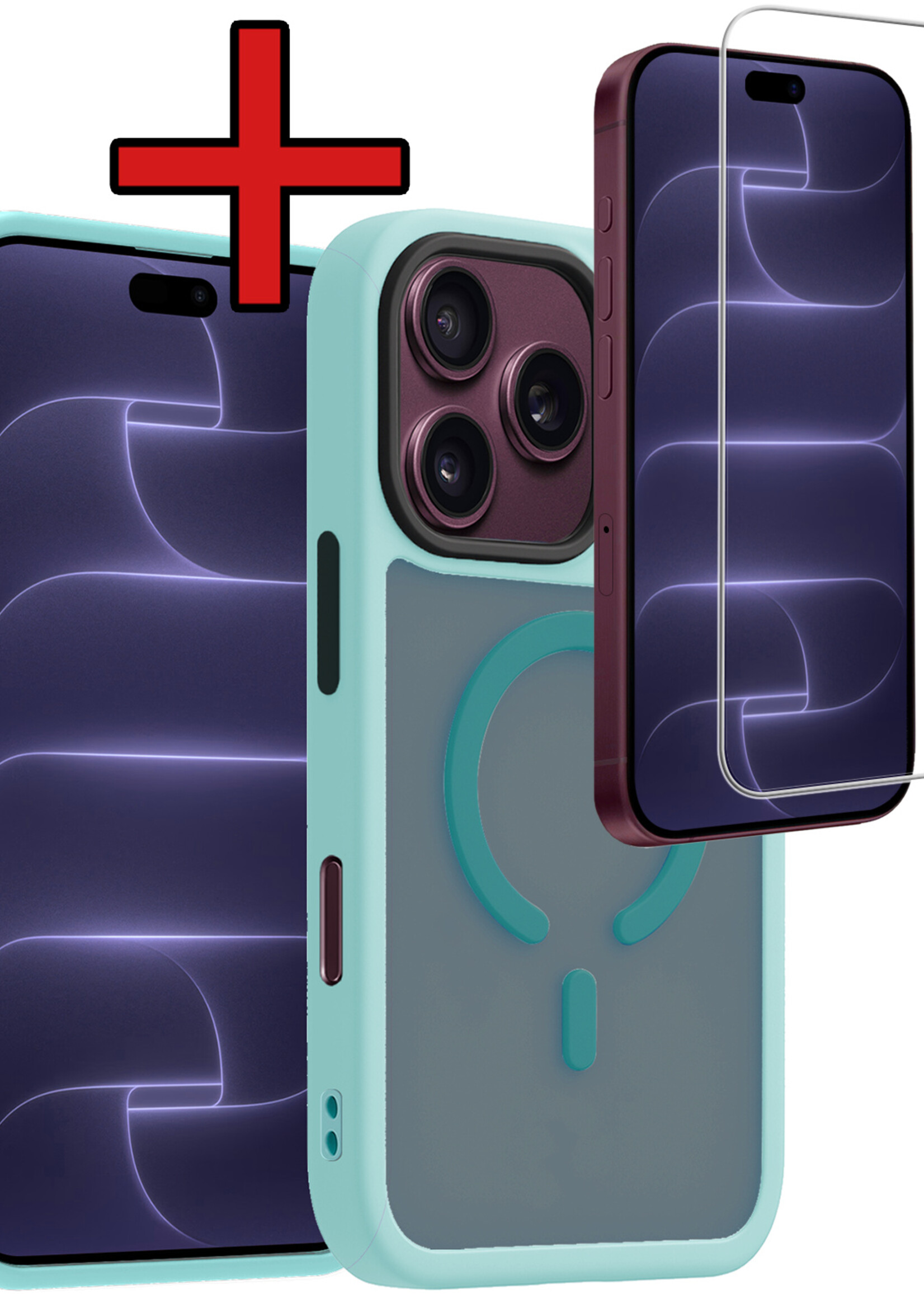 BTH BTH iPhone 18 Pro Max Magsafe Hoesje Lichtblauw Met Screenprotector