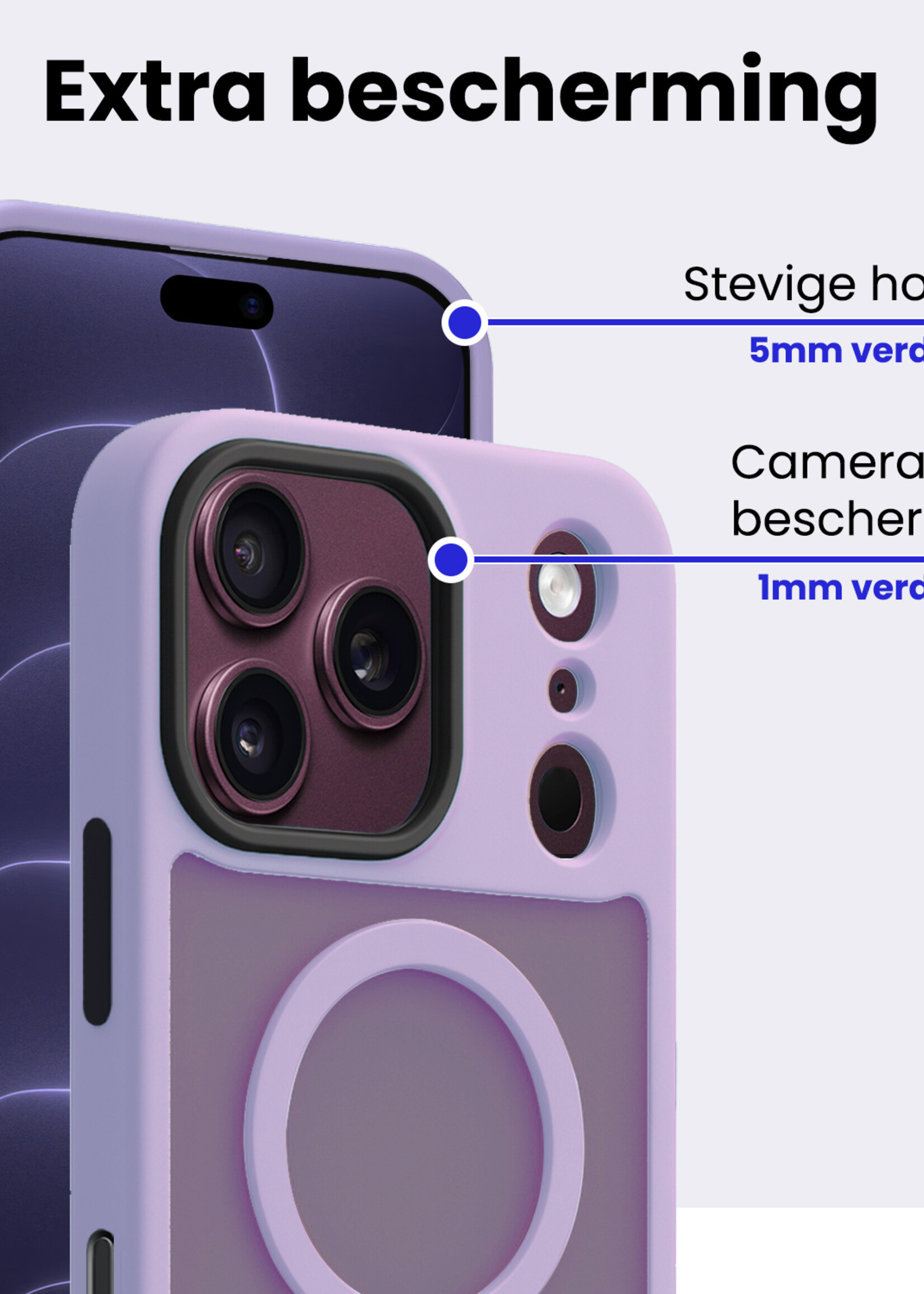BTH BTH iPhone 18 Pro Max Magsafe Hoesje Lila Met Screenprotector