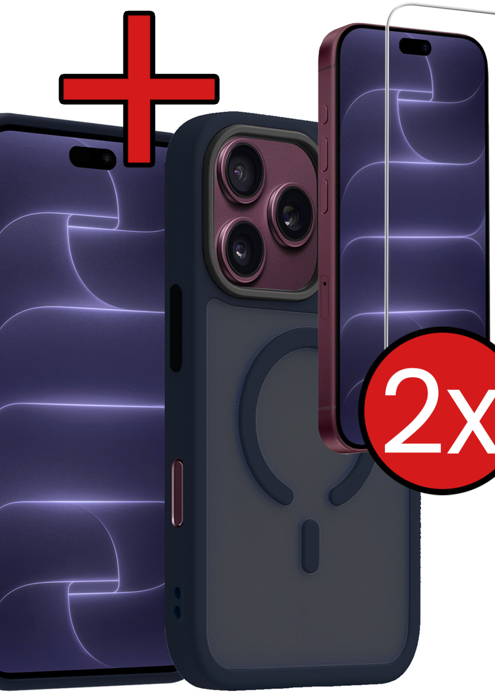 BTH BTH iPhone 18 Pro Max Magsafe Hoesje Donkerblauw Met 2x Screenprotector