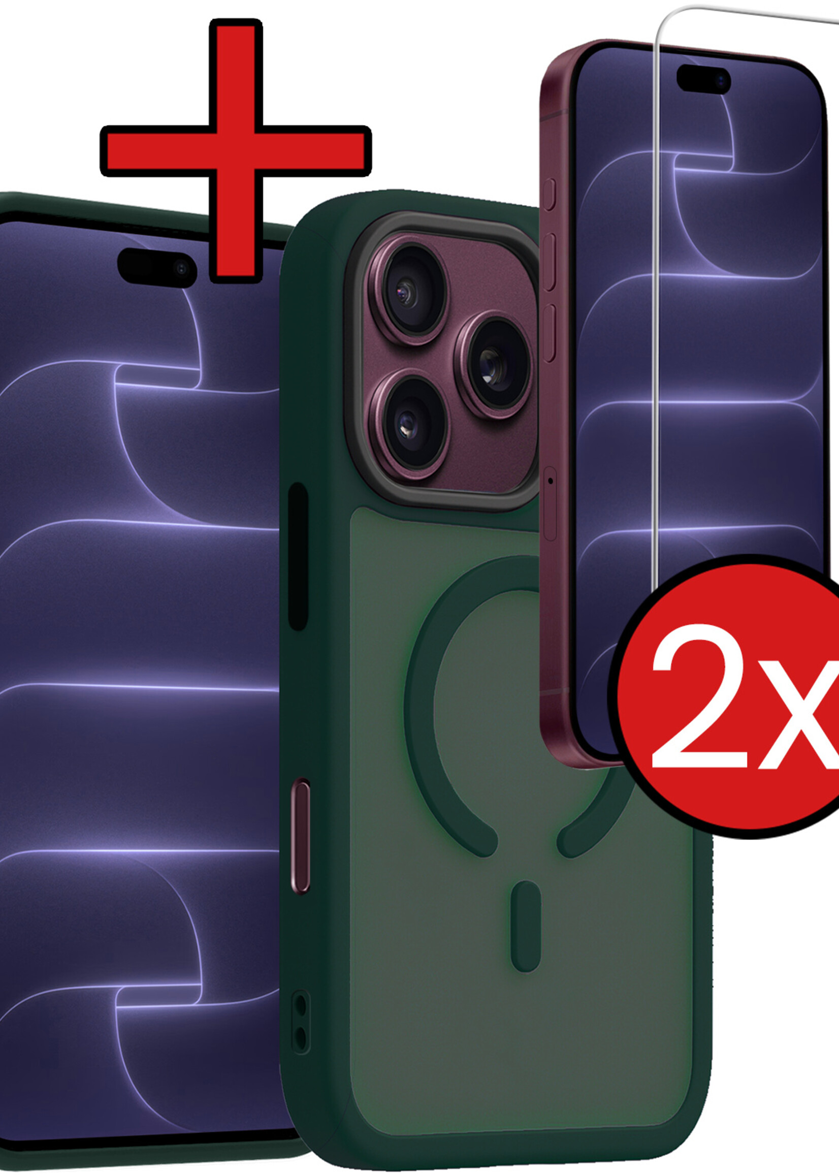 BTH BTH iPhone 18 Pro Max Magsafe Hoesje Donkergroen Met 2x Screenprotector